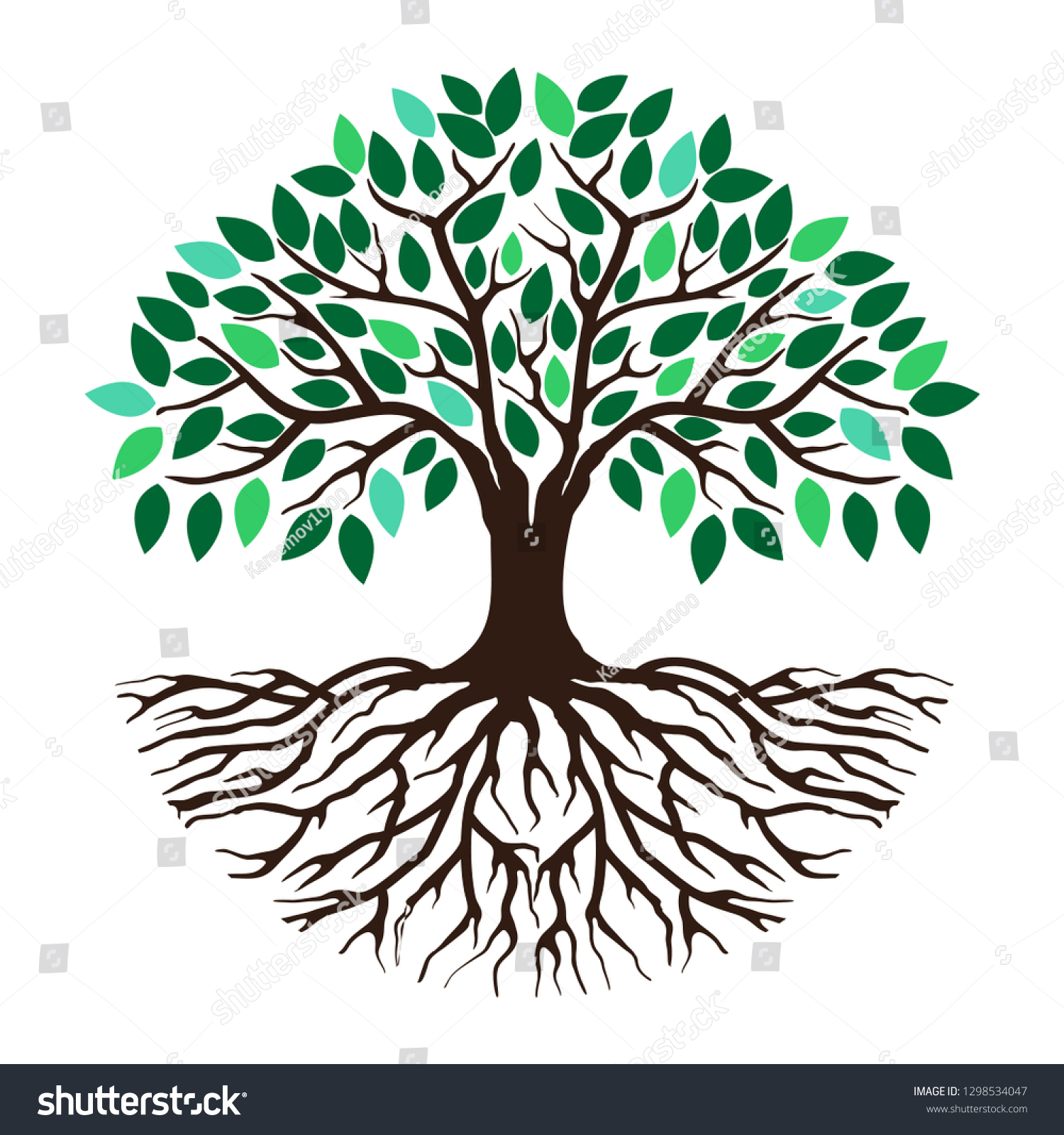 SVG of abstract vibrant tree logo and roots design illustration svg