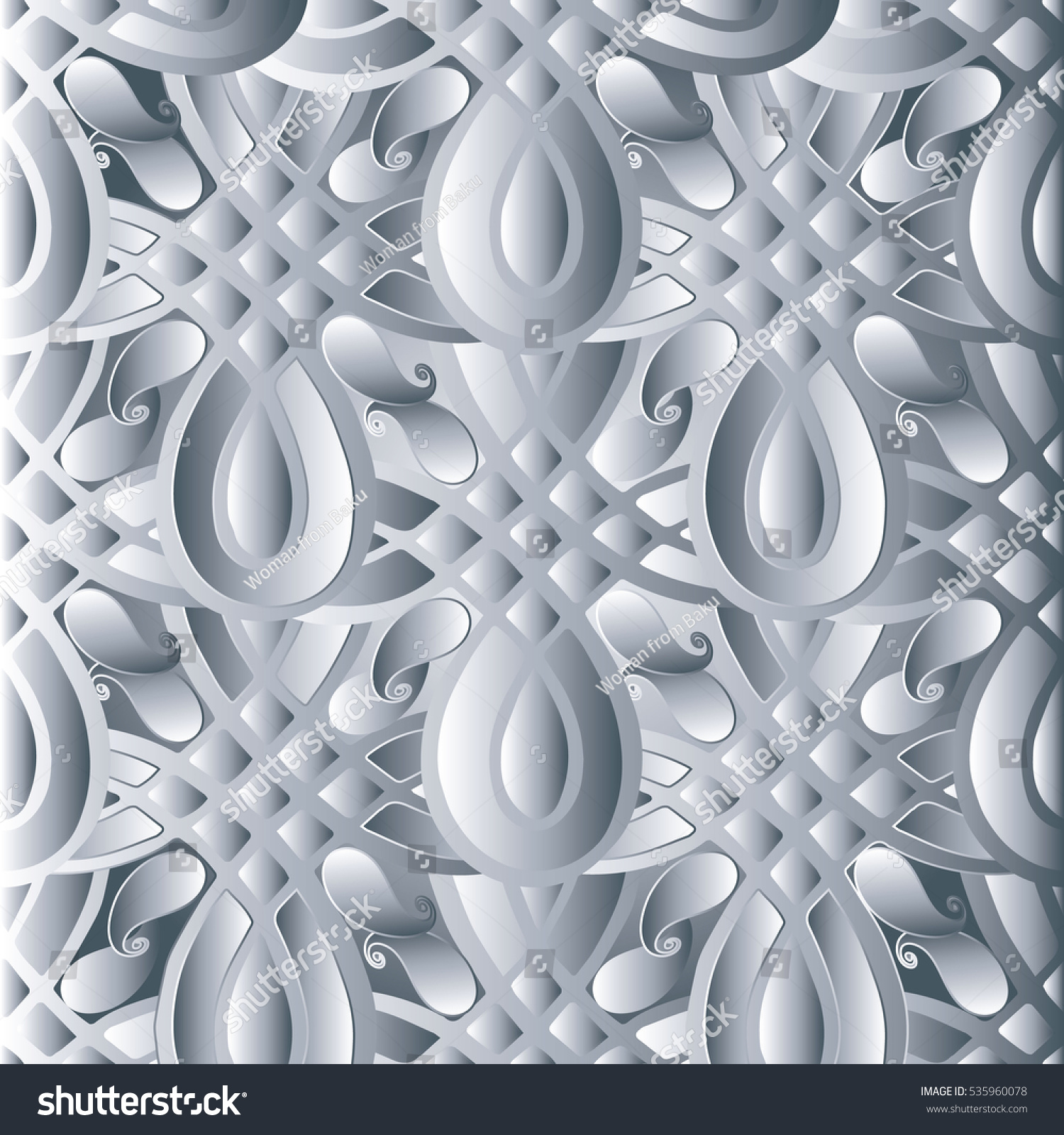 Abstract Vintage 3d Paisleys Seamless Pattern Stock Vector