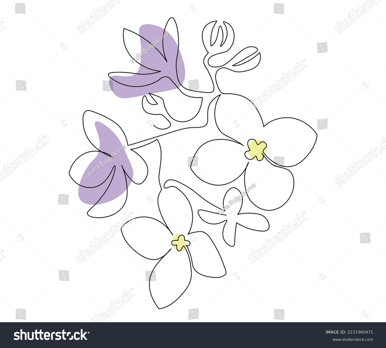 SVG of abstract violet or lilac flower in on line art style svg