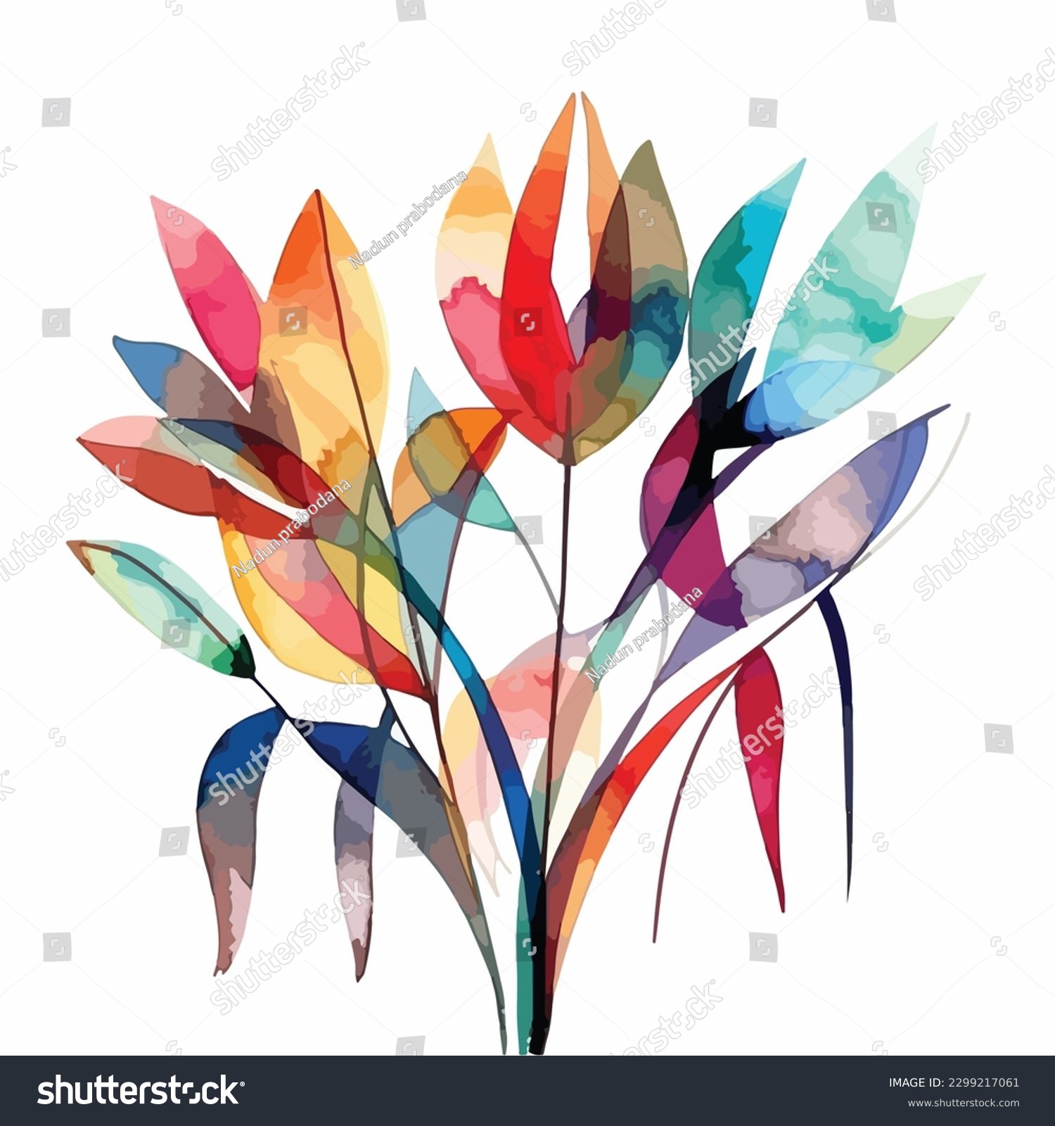 SVG of abstract watercolor colorful flower, white background, flat colors, vector illustration, digital art svg