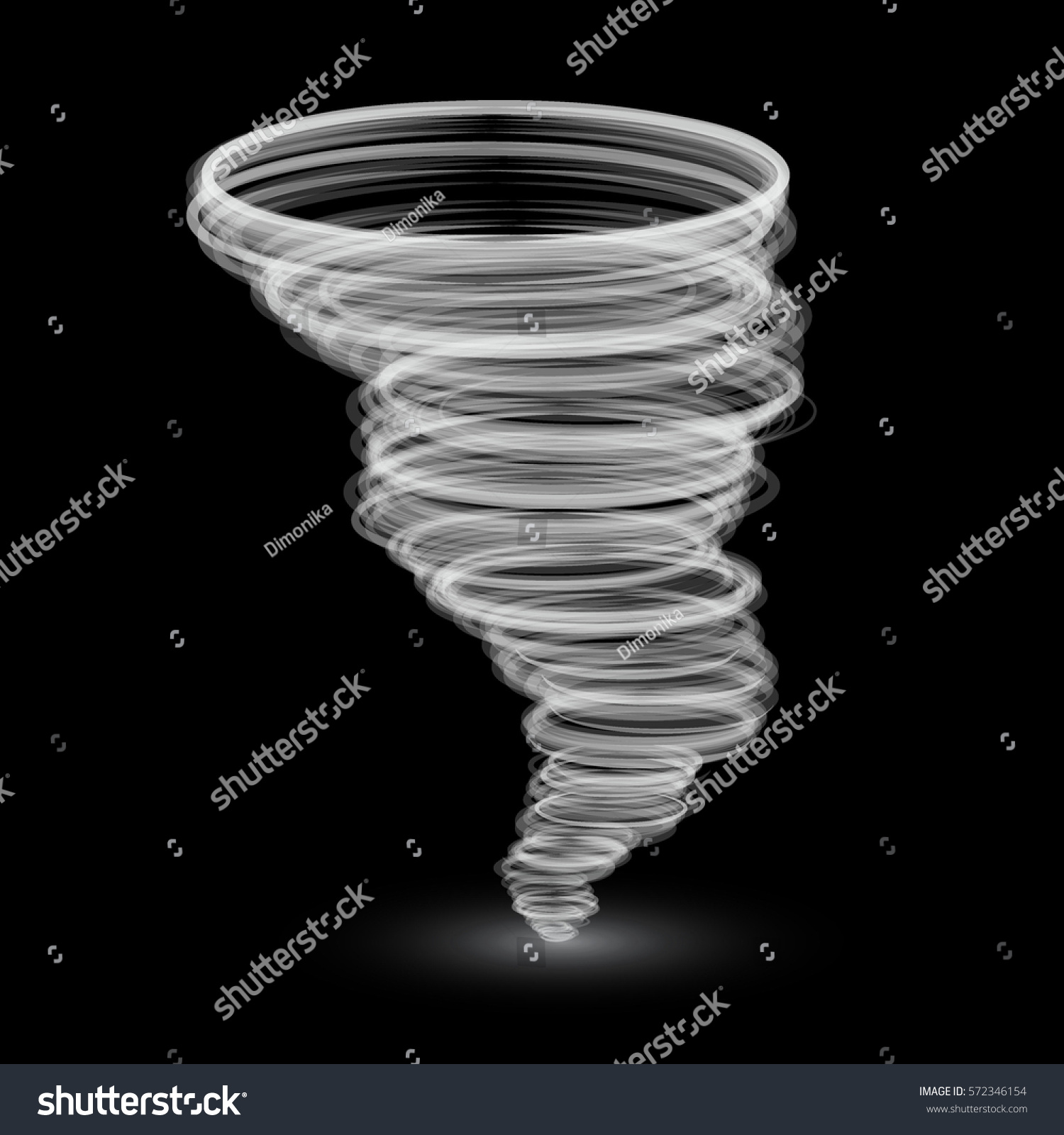 Abstract White Tornado Isolated On Black Stock Vector 572346154 ...