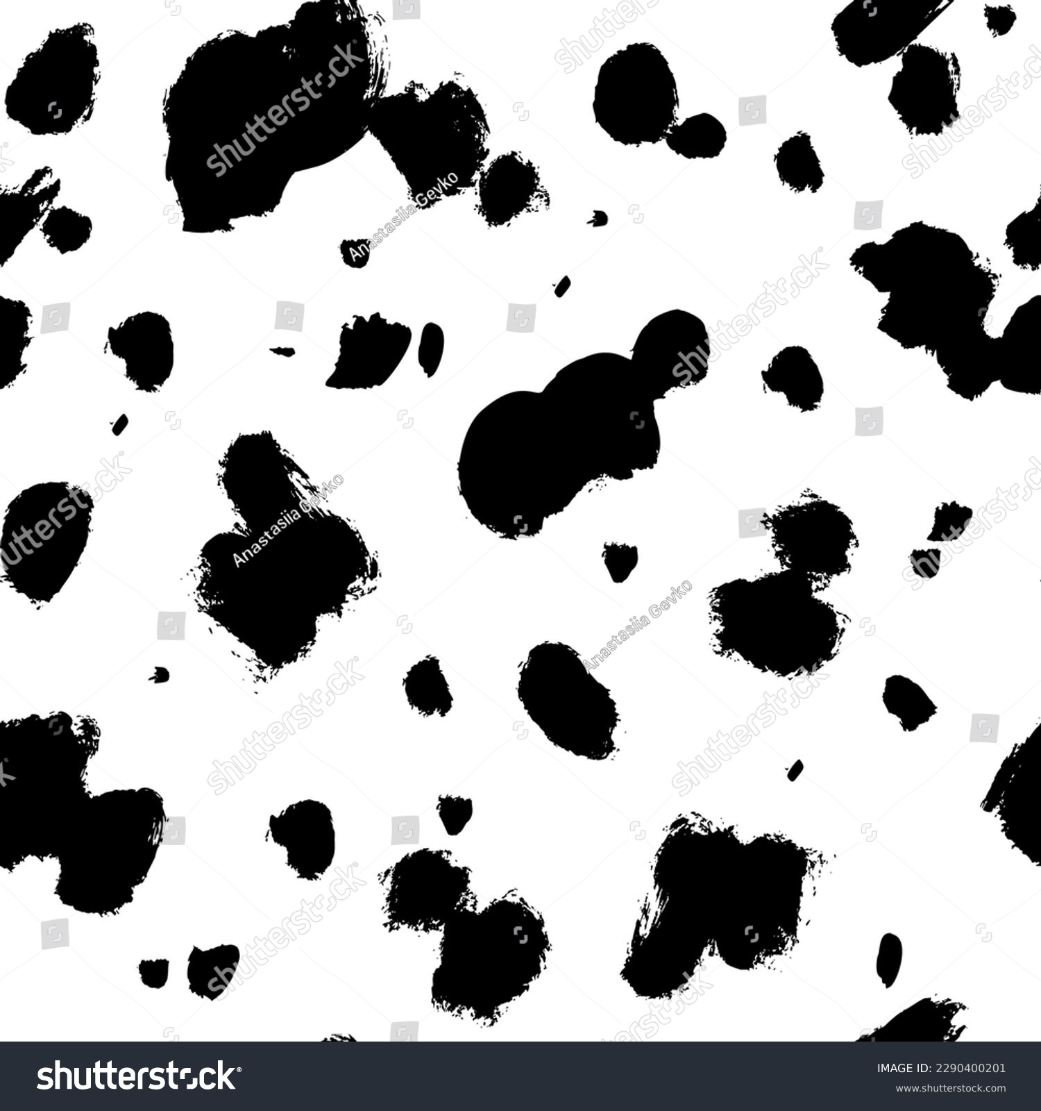 SVG of Abstract wild animal skin seamless pattern. Hand drawn vector black spots, blots and splotches. Dalmatian animal seamless pattern. Grunge irregular abstract texture with random hand drawn spots. svg