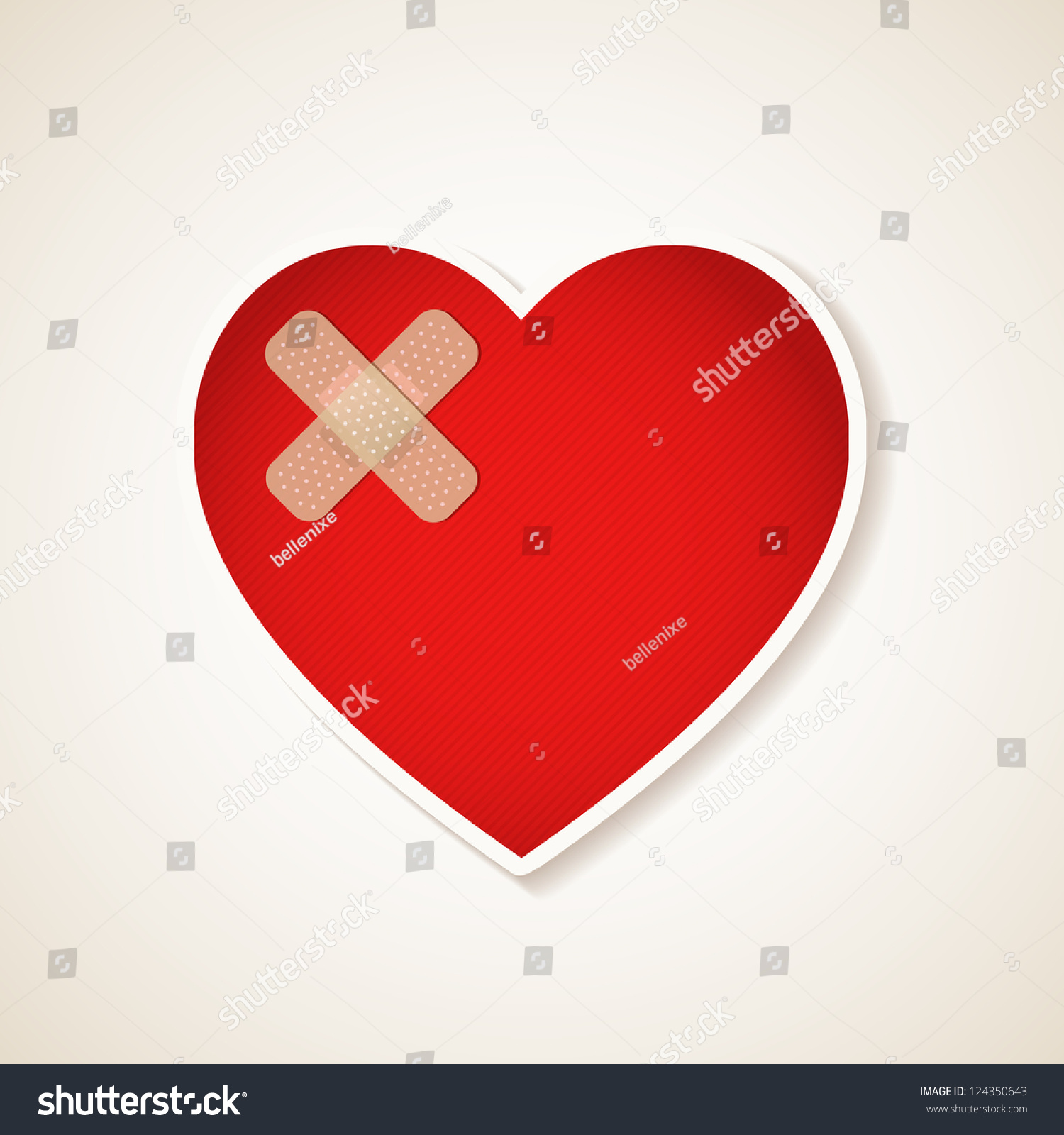 Abstract Wounded Heart With Plaster. Vector Illustration. - 124350643 ...