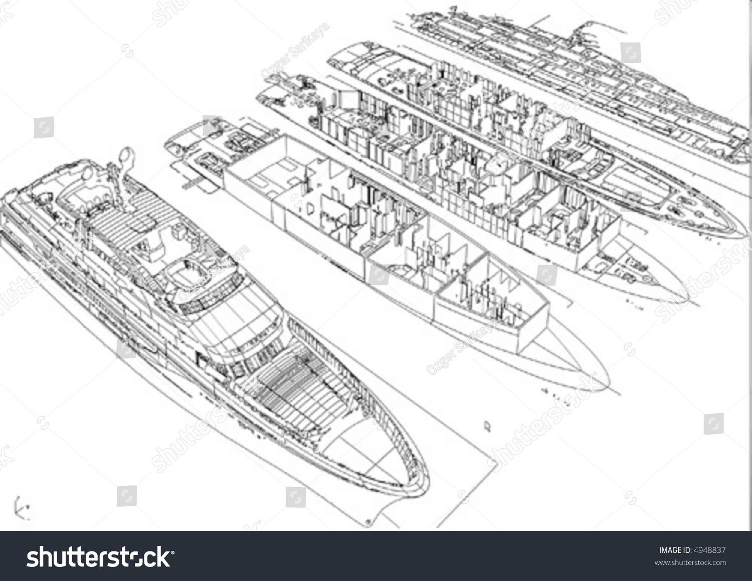 Abstract Yacht Drawing Stock Vector Illustration 4948837 : Shutterstock