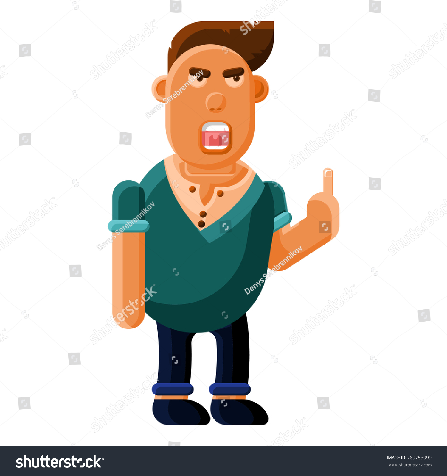 Abusive Common Man Character Vector Illustration Stock Vector (Royalty ...