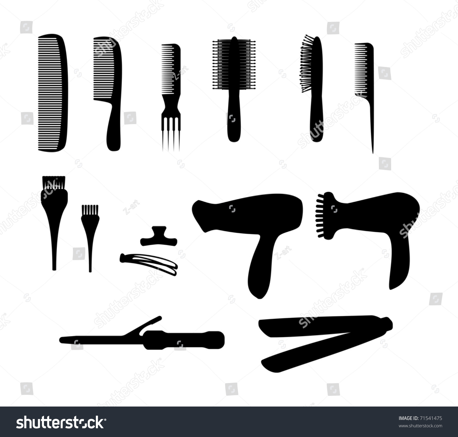 Accessories For Hair Salon. Vector Silhouettes - 71541475 : Shutterstock