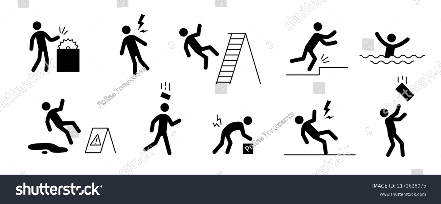 Accident Pictogram Man Icon Work Safety Stock Vector (Royalty Free ...