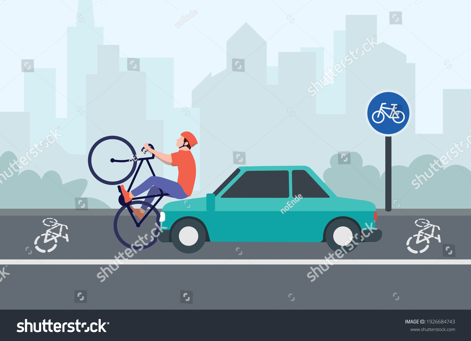 Accident Car Knocked Down Cyclist On Stock Vector (Royalty Free ...