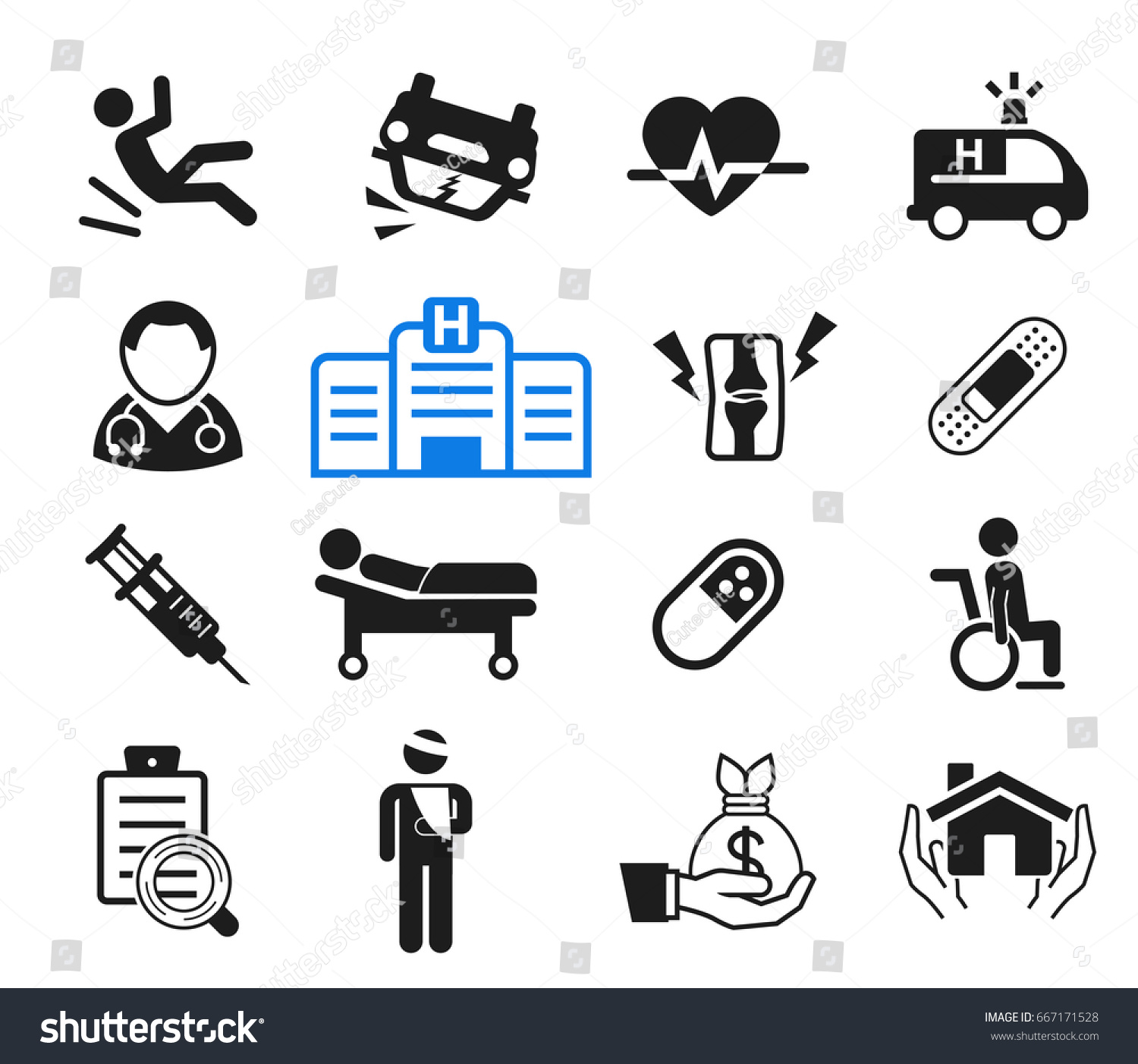 Accidents Life Insurance Hospital Treatment Icon Stock Vector (Royalty ...