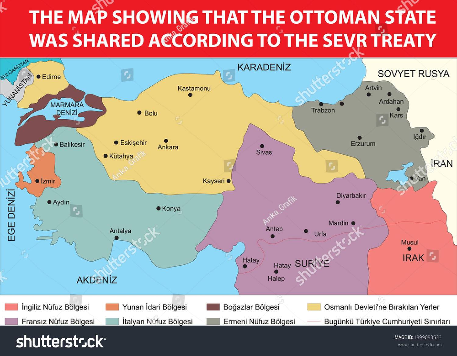 Vektor Stok According Treaty Sevres Ottoman Empire Sharing (Tanpa Royalti) 1899083533 | Shutterstock