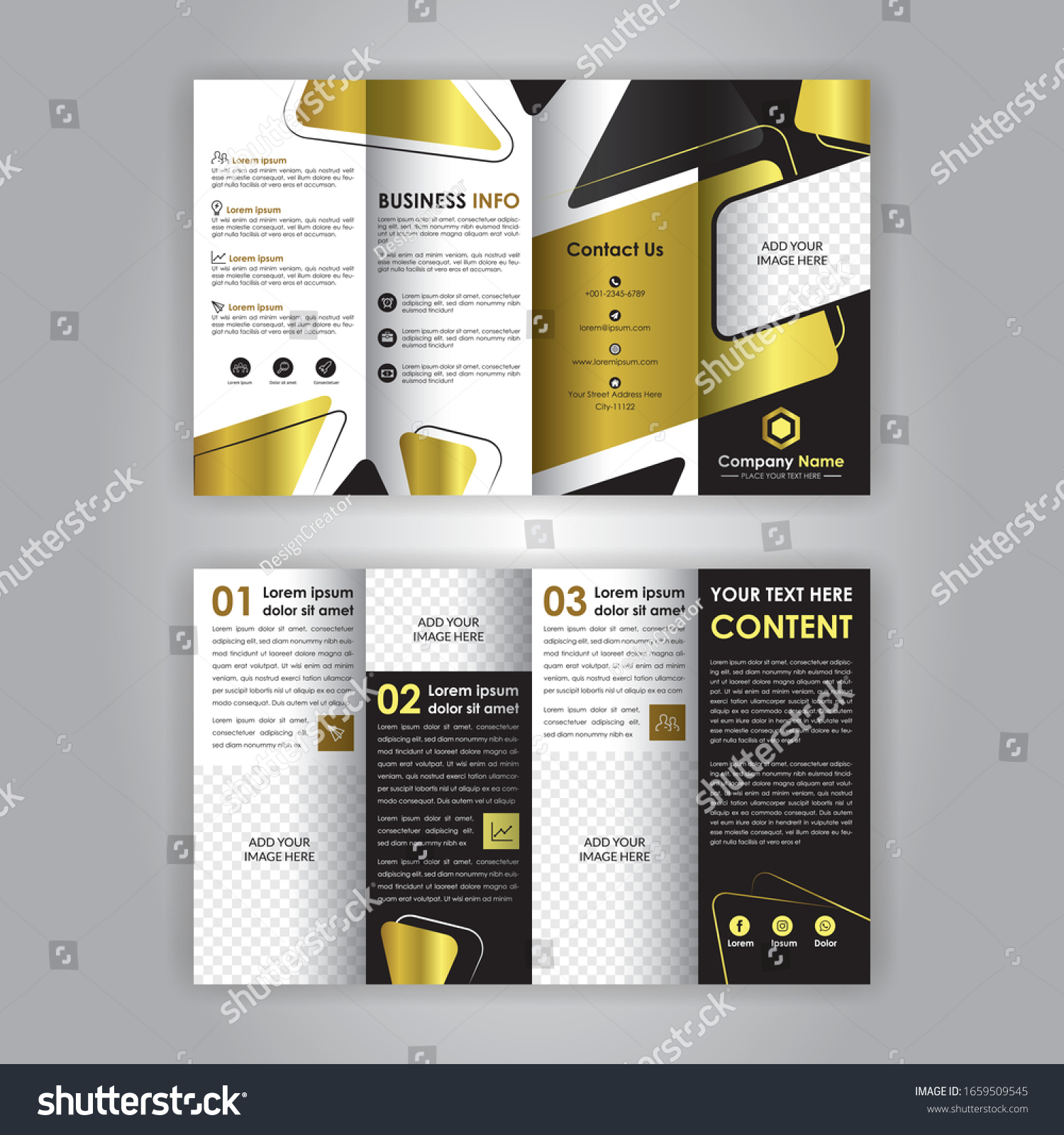 Accordion Fold Brochure Eight Pages Four Stock Vector (Royalty Intended For Quad Fold Brochure Template