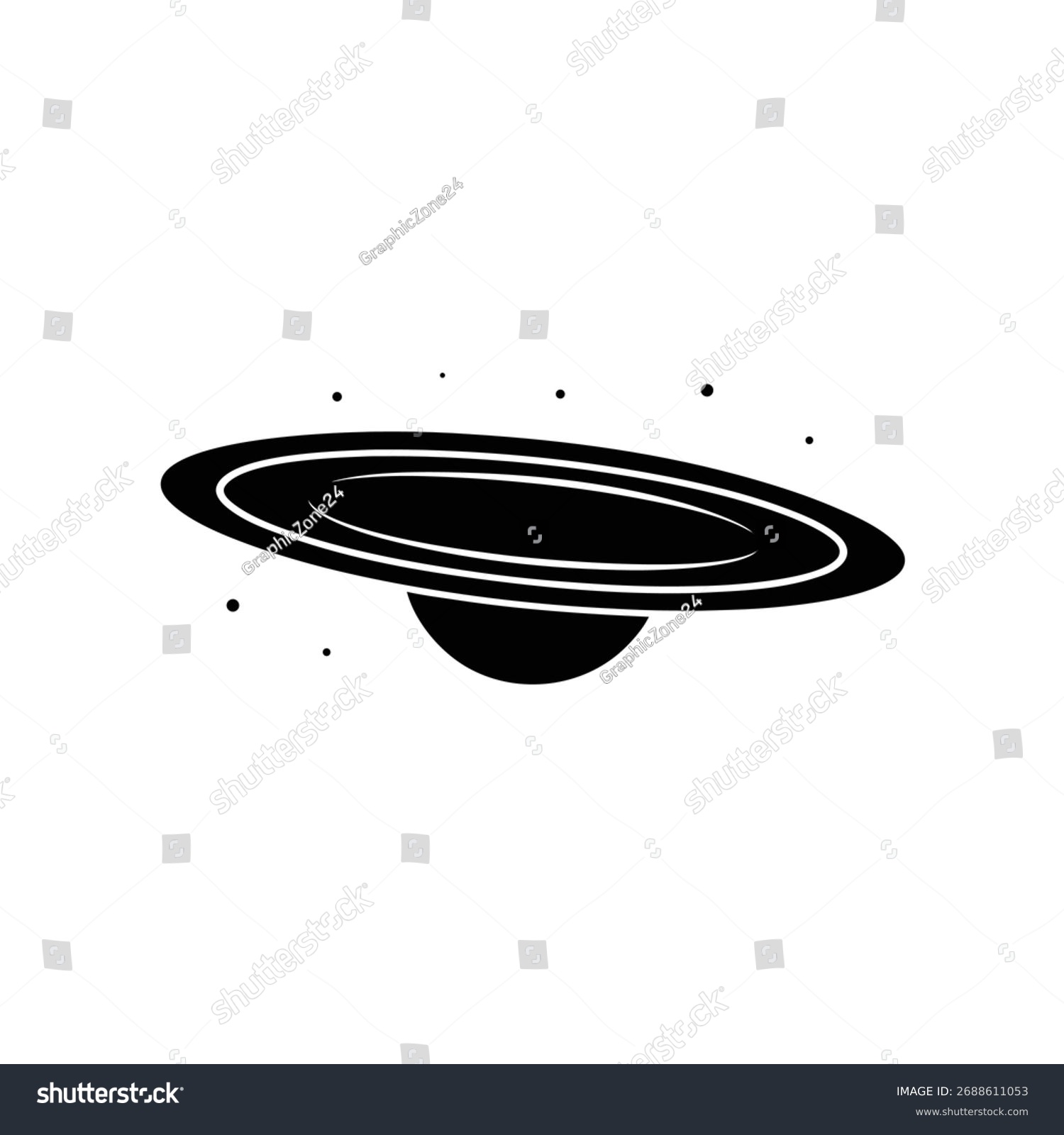 black planet with rings in space clip art preview