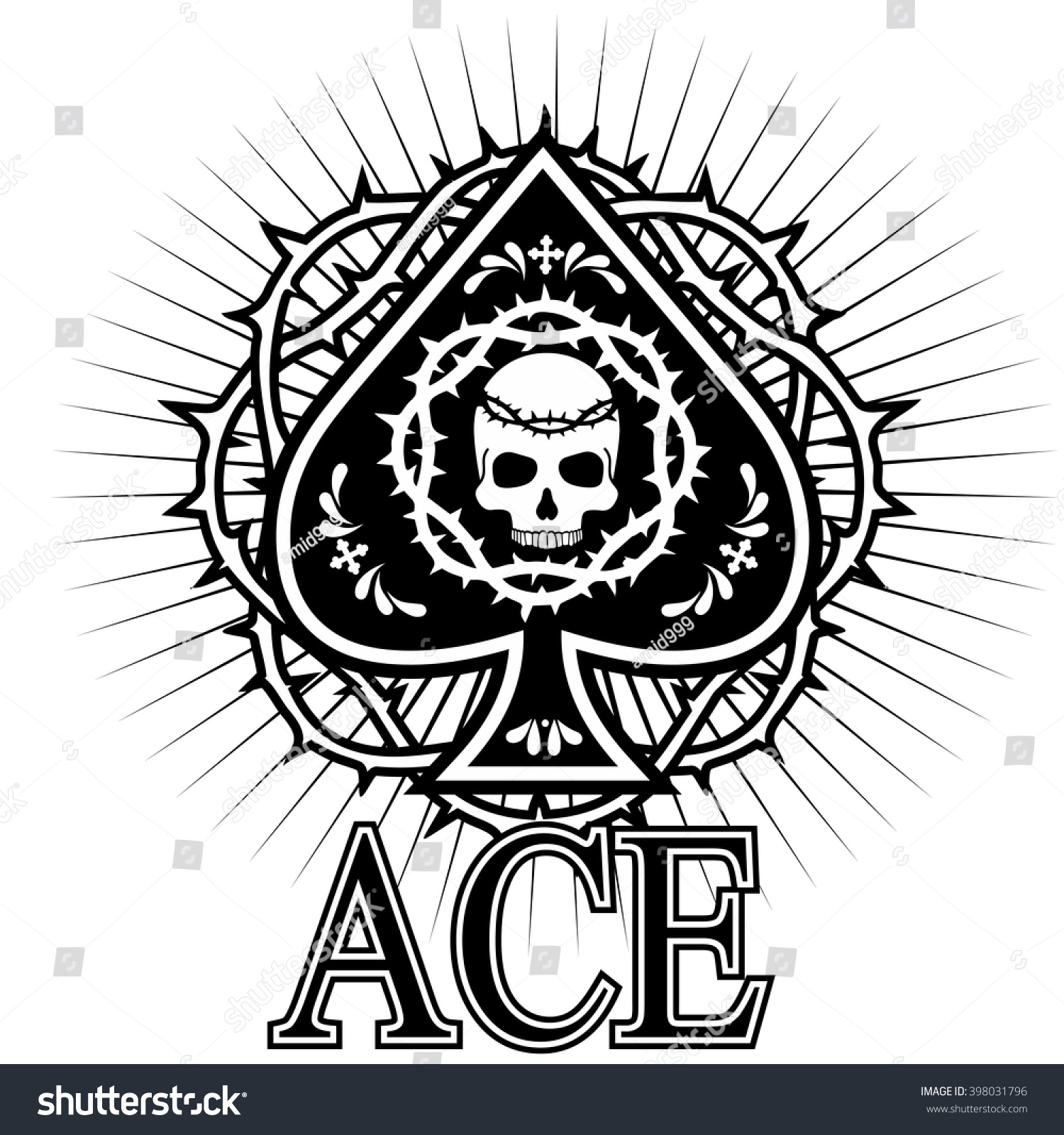 Ace Spades Skull Stock Vector 398031796 - Shutterstock