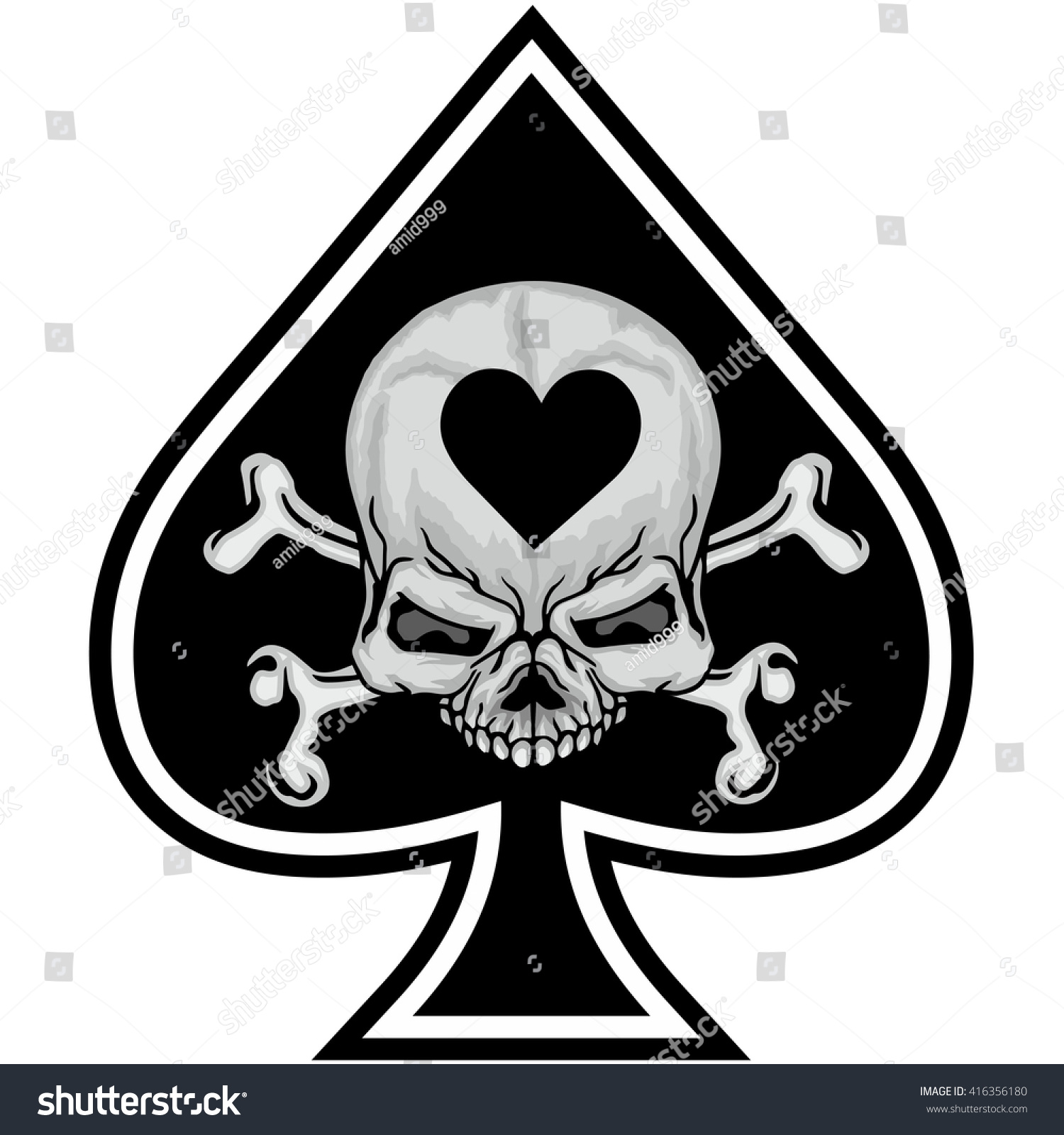 Ace Spades Skull Bones Stock Vector 416356180 - Shutterstock
