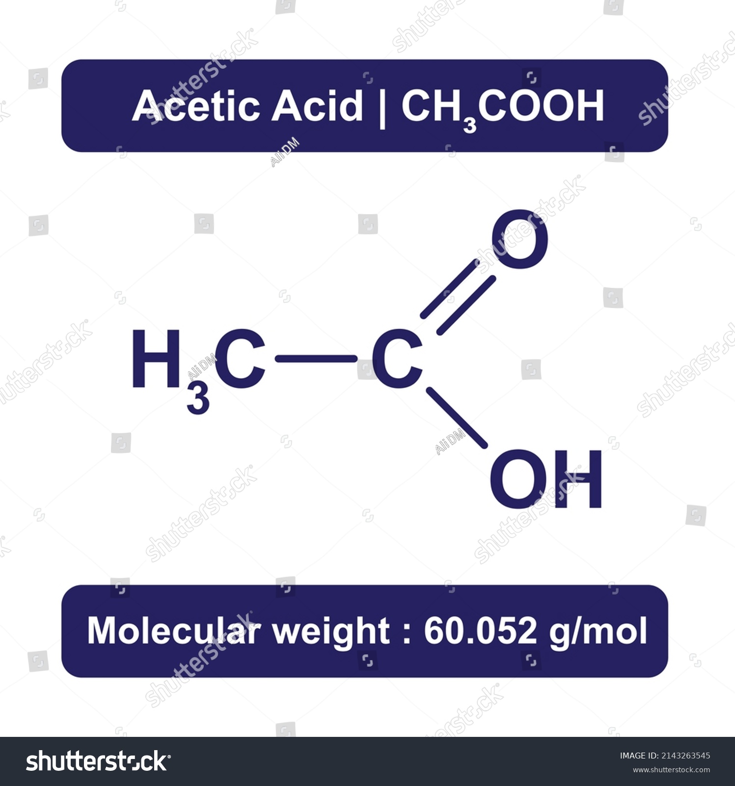 Acetic Acid Chemical Structure Vector Illustration Stock Vector   Stock Vector Acetic Acid Chemical Structure Vector Illustration 2143263545 