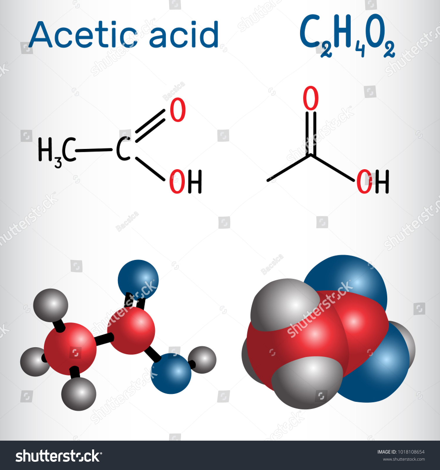 Acetic Acid Ethanoic Molecule Structural Chemical Stock Vector Royalty Free 1018108654