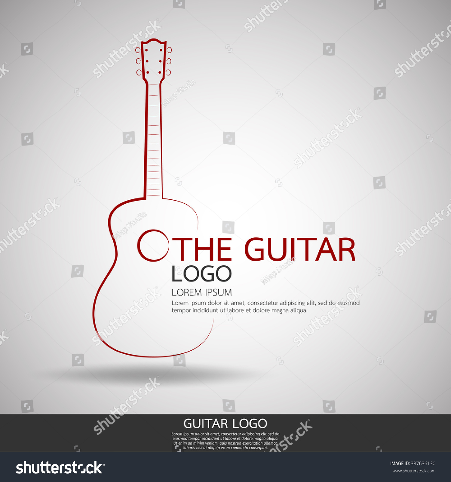 acoustic guitar logo vector templateabstract line stock vector