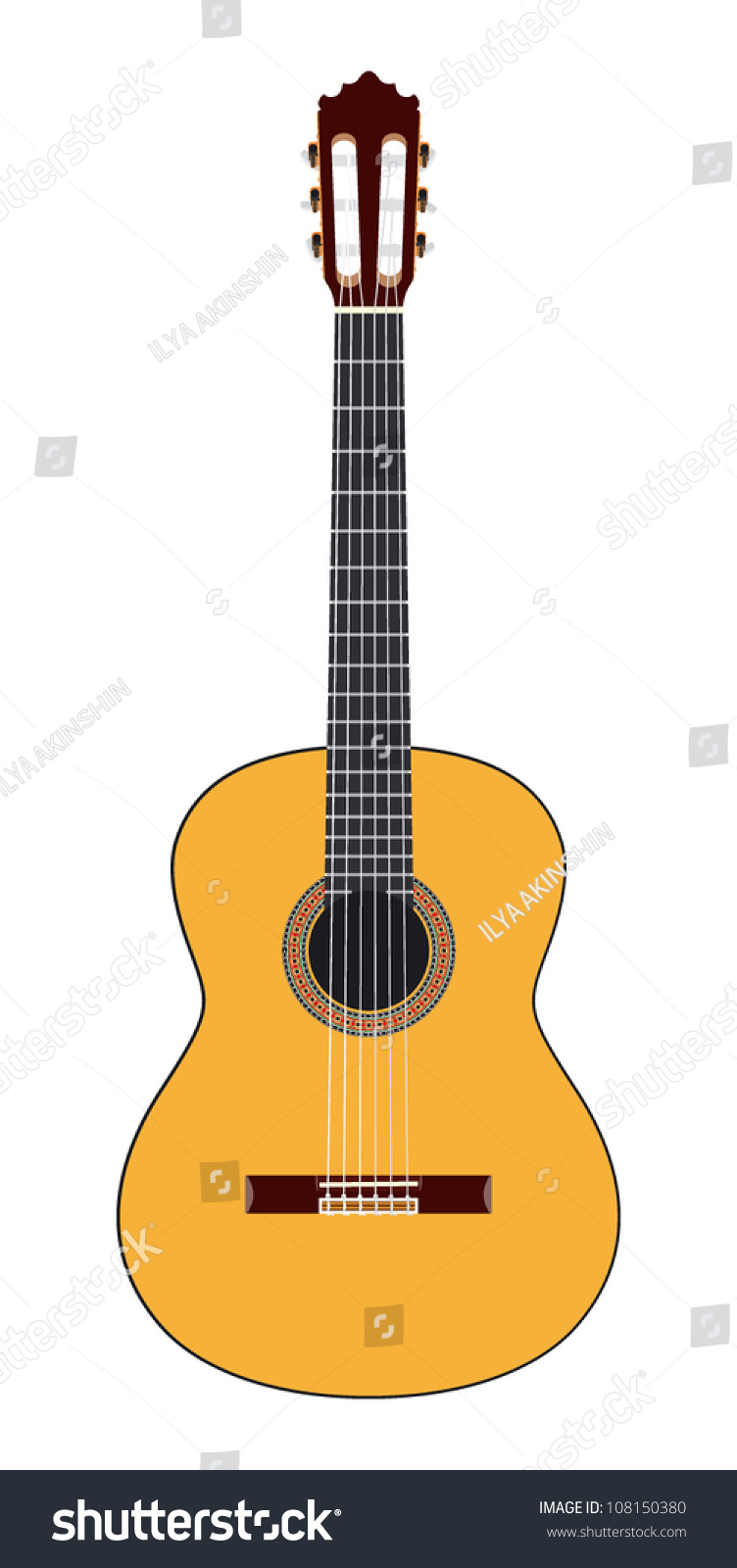 Acoustic Guitar Vector Illustration Stock Vector 108150380 - Shutterstock