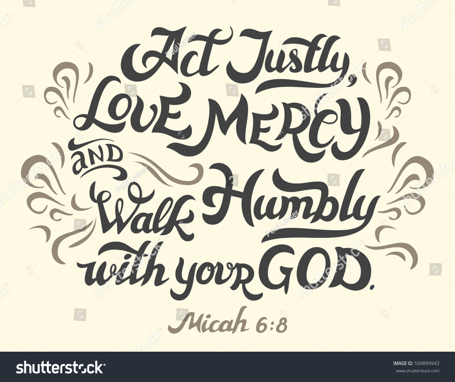 Act Justly Love Mercy Walk Humbly Stock Vector (Royalty Free) 599899943