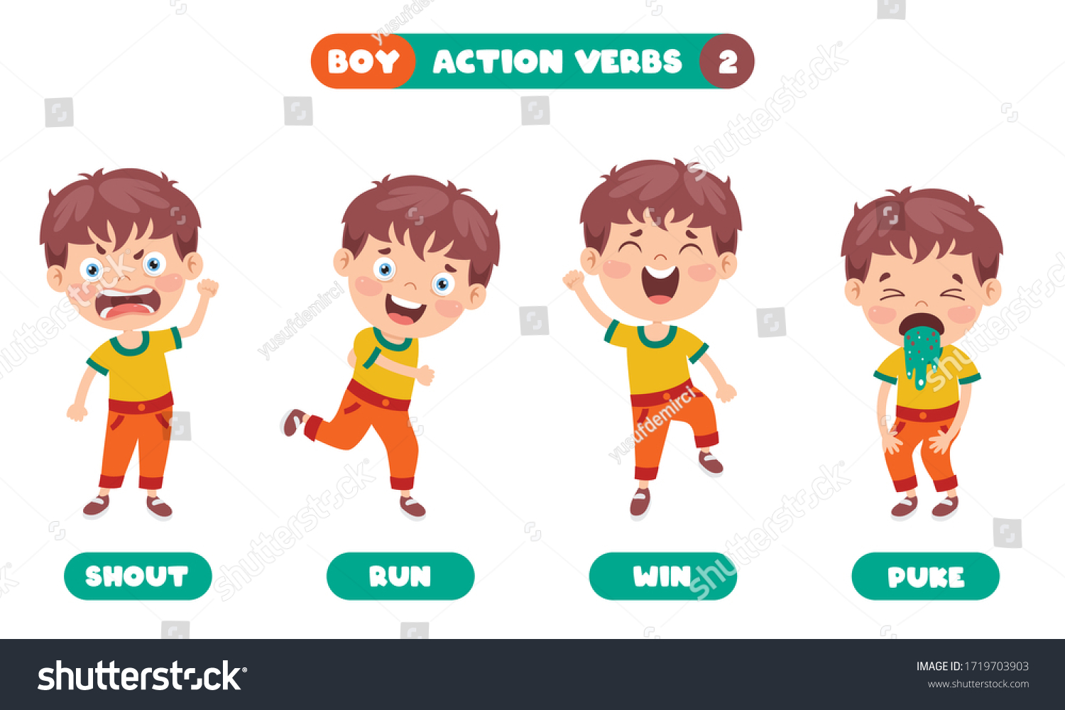 Action Verbs Children Education Vector Có Sẵn Miễn Phí Bản Quyền