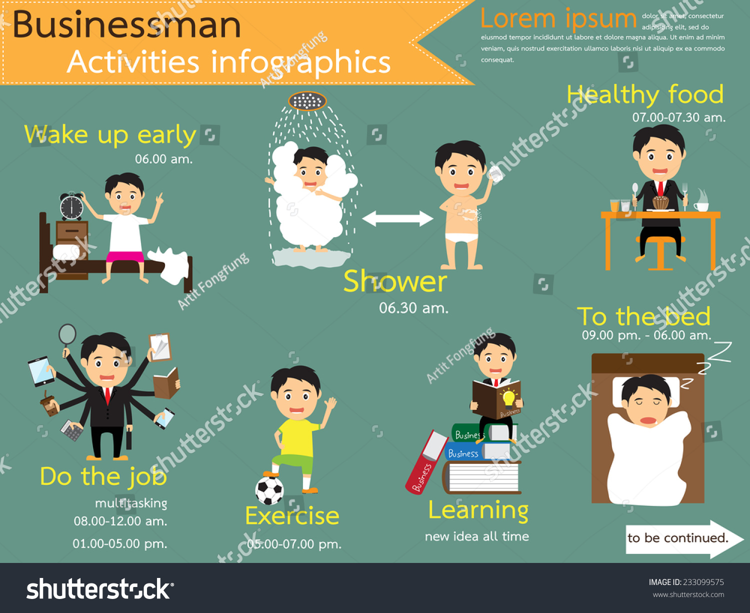 activities workday business life daily routine stock vector 233099575