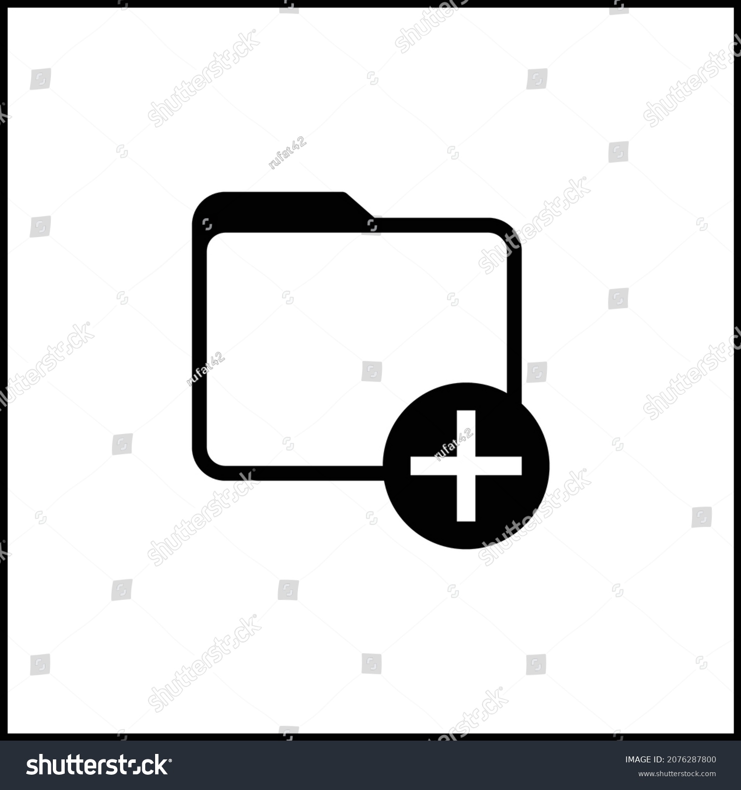 Add Folder Icon Document Black Outline Stock Vector (Royalty Free ...