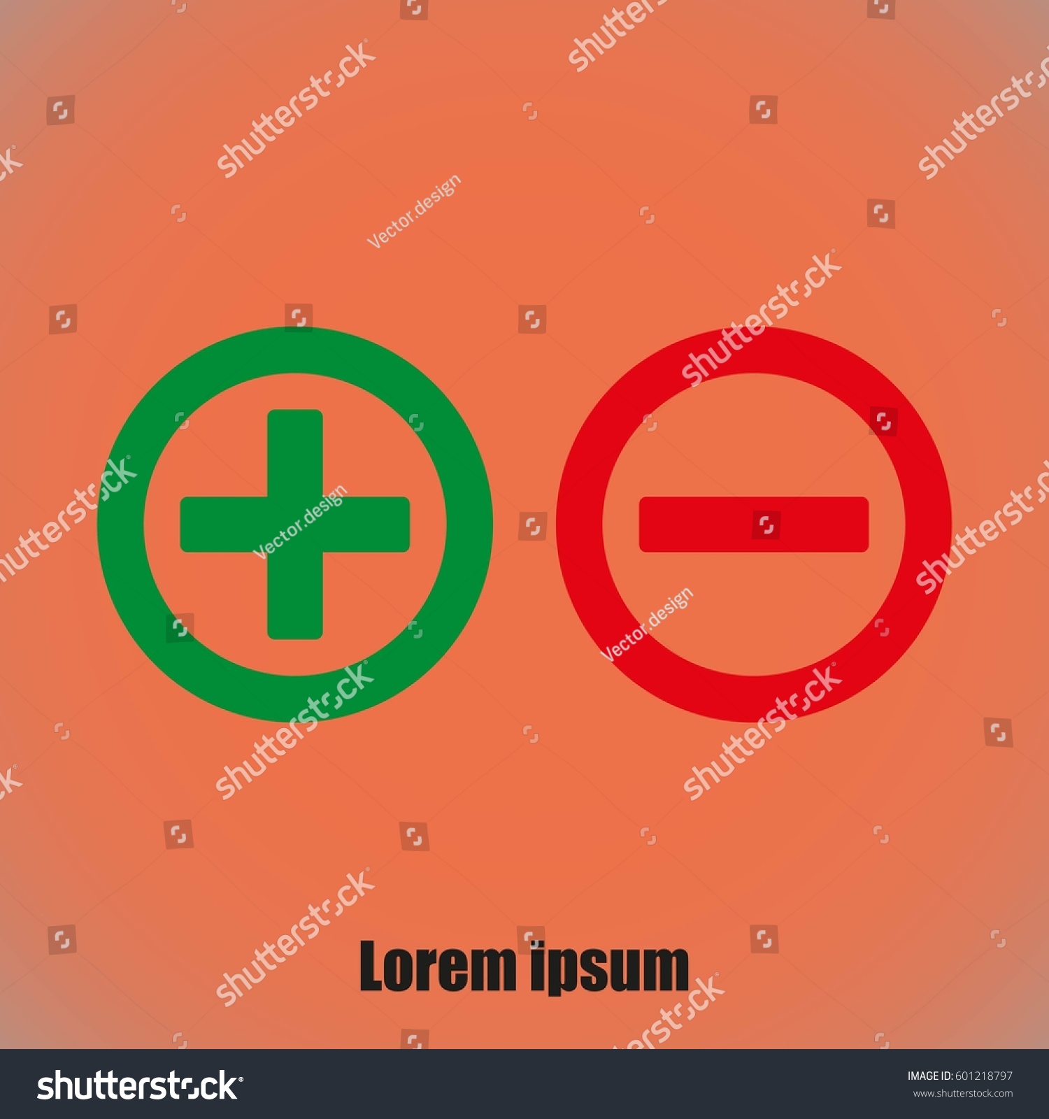Add Sign Delete Sign Stock Vector (Royalty Free) 601218797