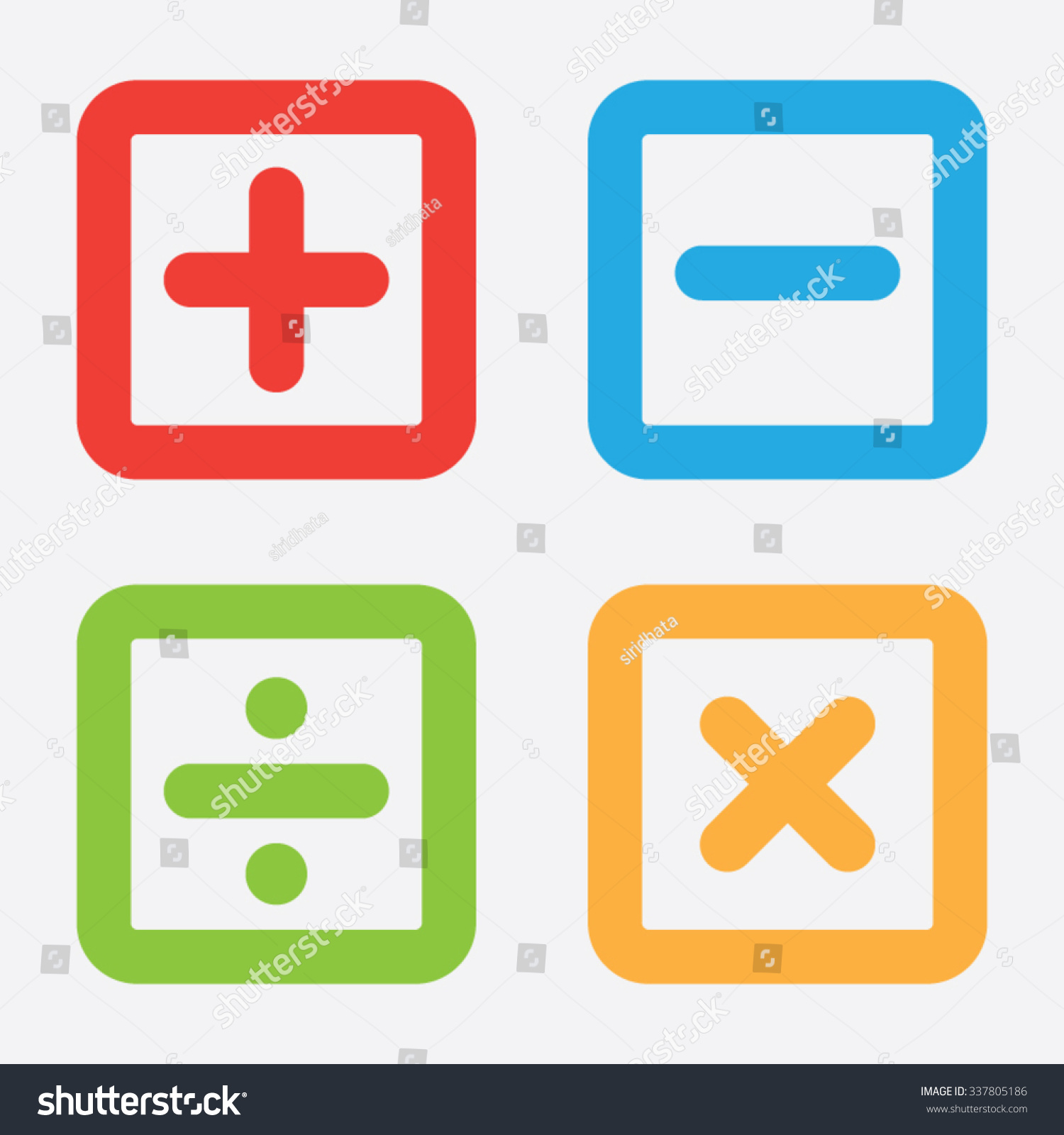 stock vector add subtract divide and multiply symbols 337805186