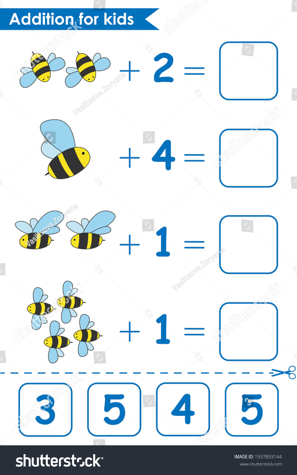 Addition Game Cute Bees Math Game Stock Vector (Royalty Free ...