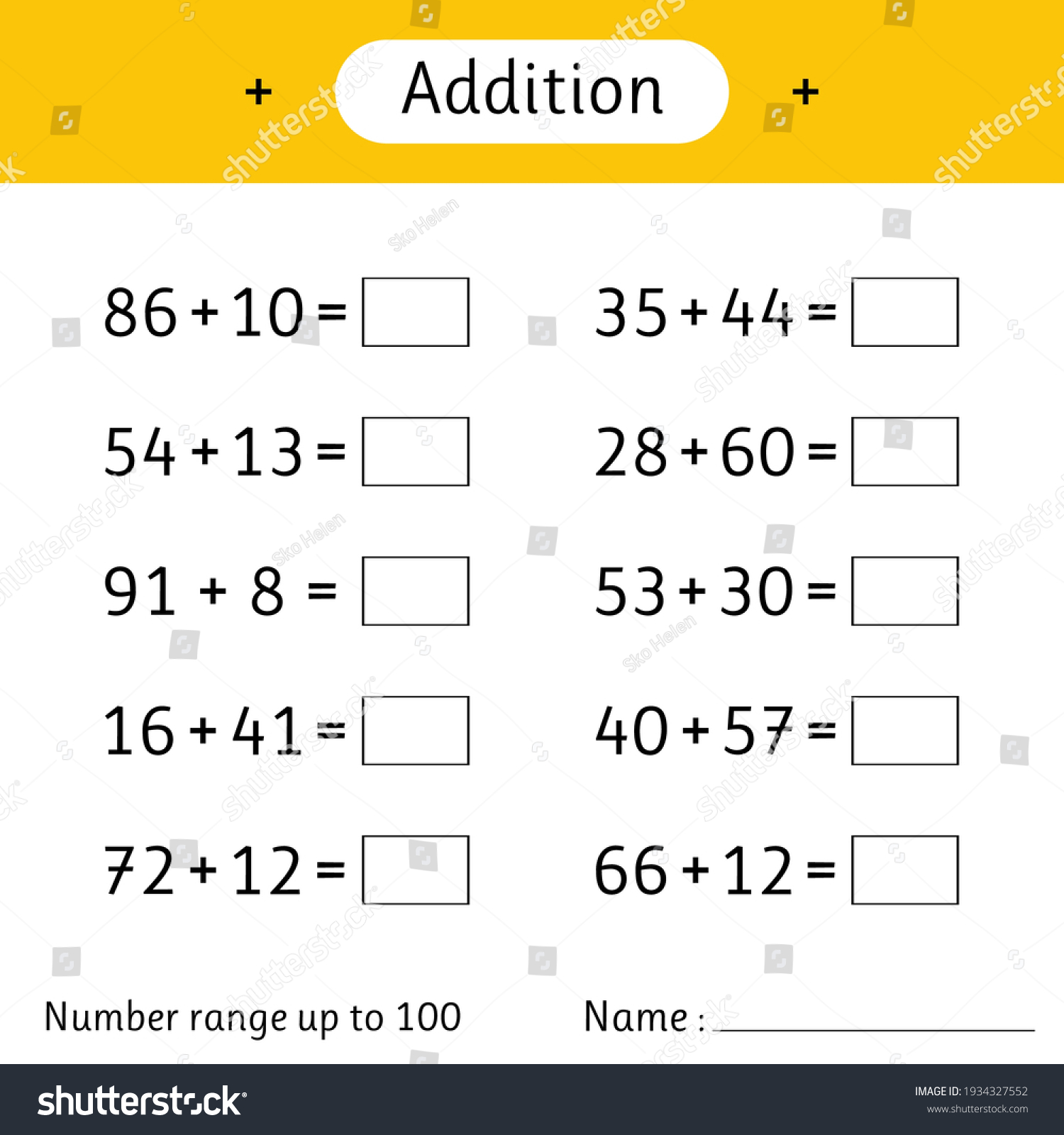 adding tens math worksheets kids mathematics stock vector royalty free 1857184018 shutterstock