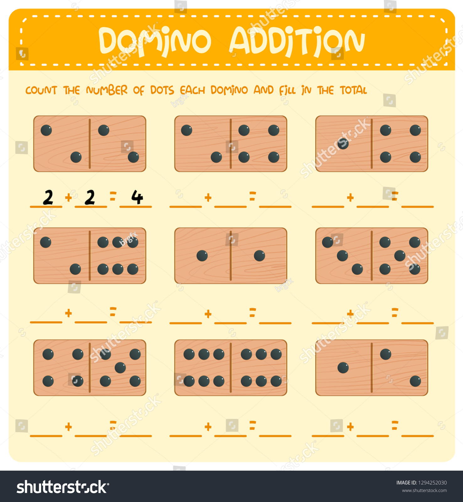 Additional Math Worksheets Template Illustration Stock Vector (Royalty ...