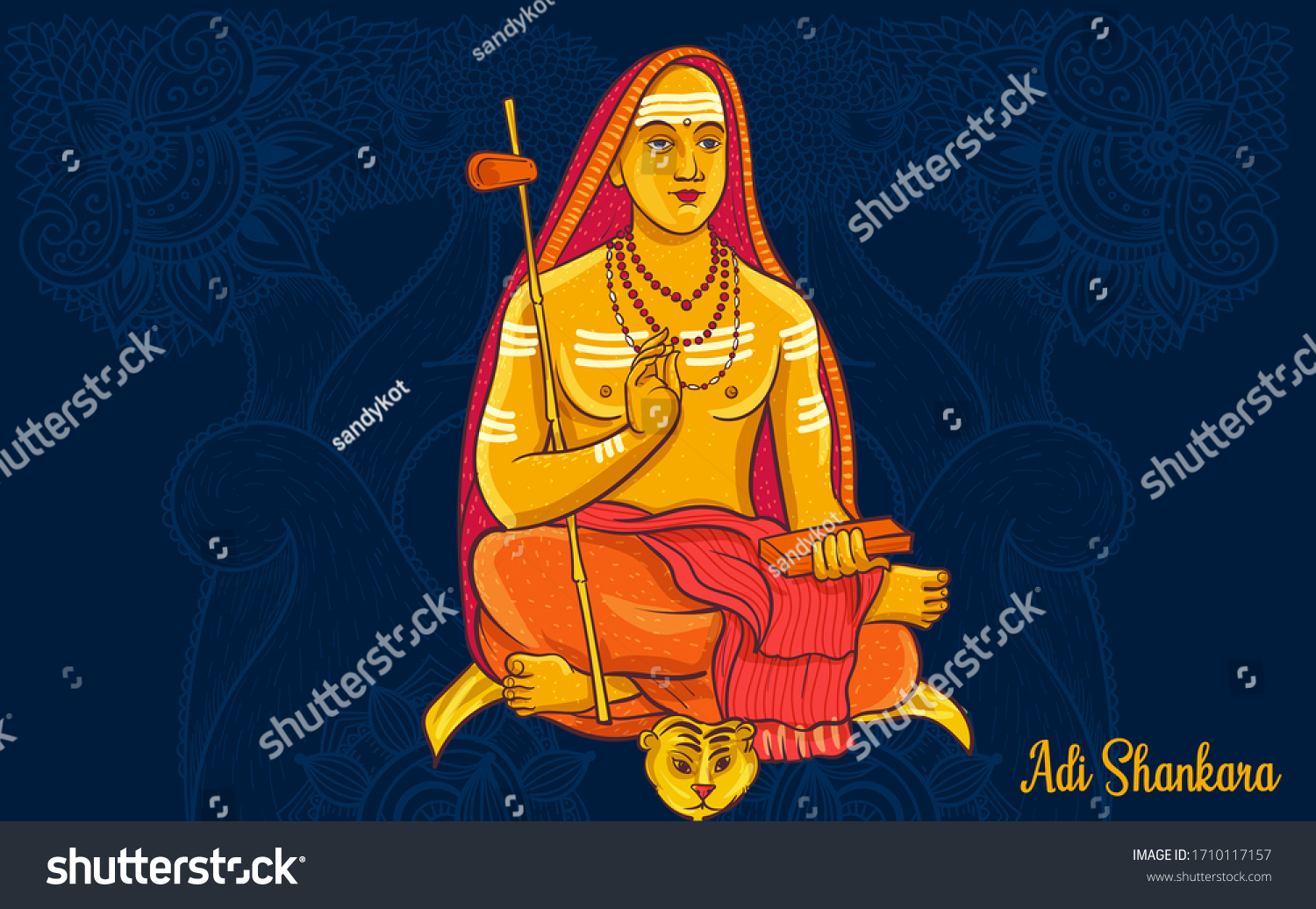 Adi Shankaracharya Early 8th Century Indian Stock Vector (Royalty Free ...