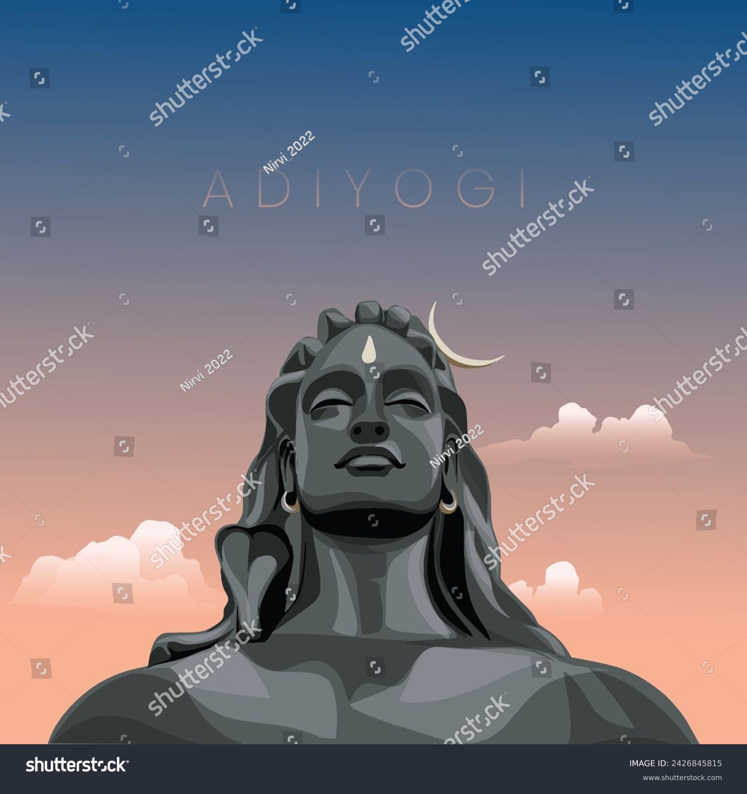 SVG of Adiyogi,The Source of yoga,Statue of lord shiva..Vector illustration of adiyogi svg