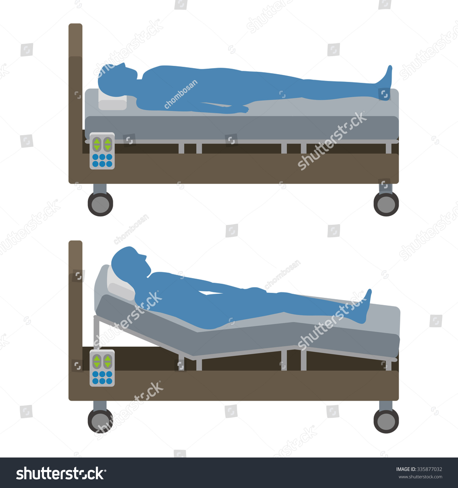 Adjustable Bed Human Silhouette Vector Illustration Stock Vector Royalty Free