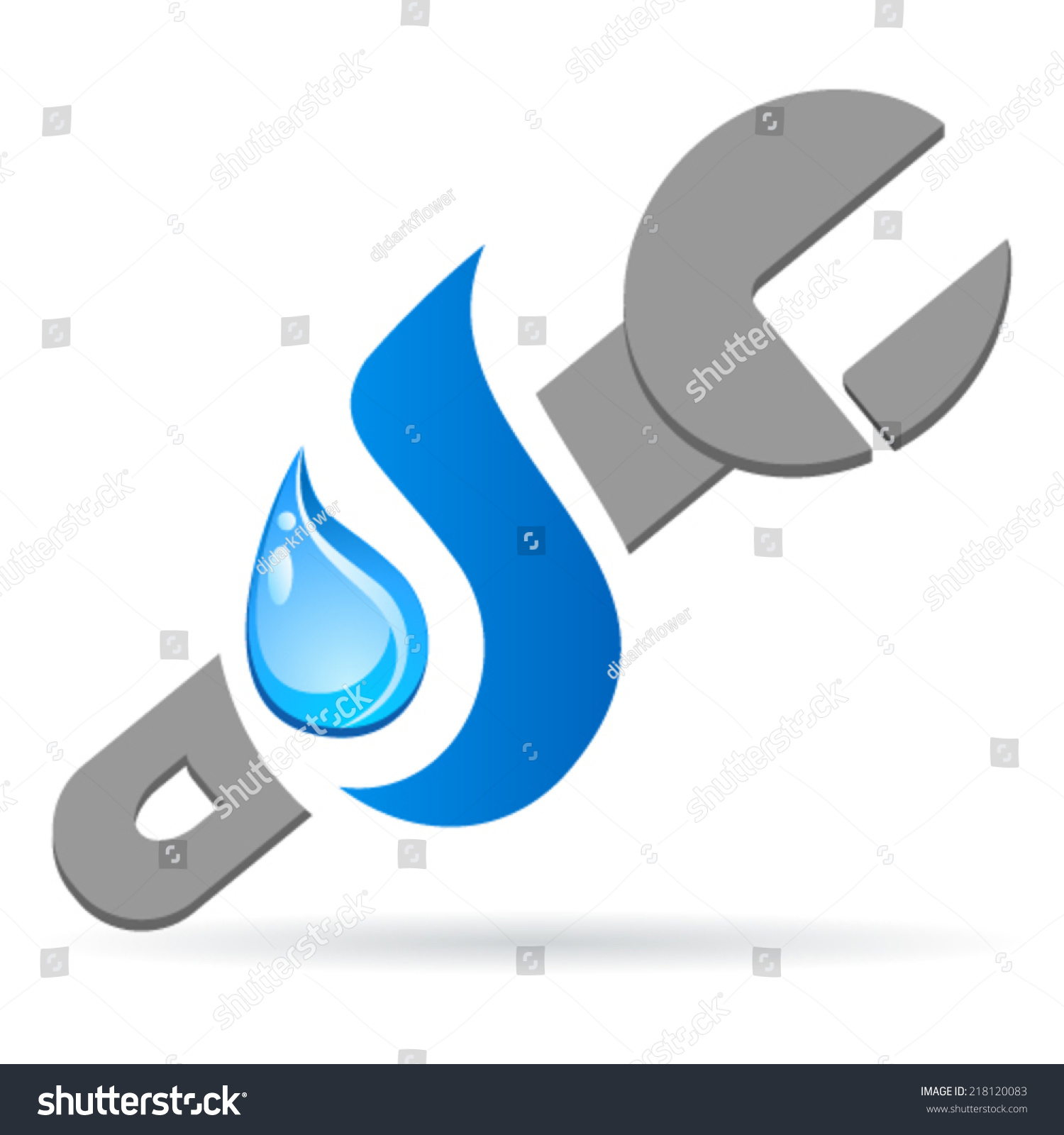 Adjustable Wrench And Water Drop - Pipe Plumber Icon Stock Vector ...