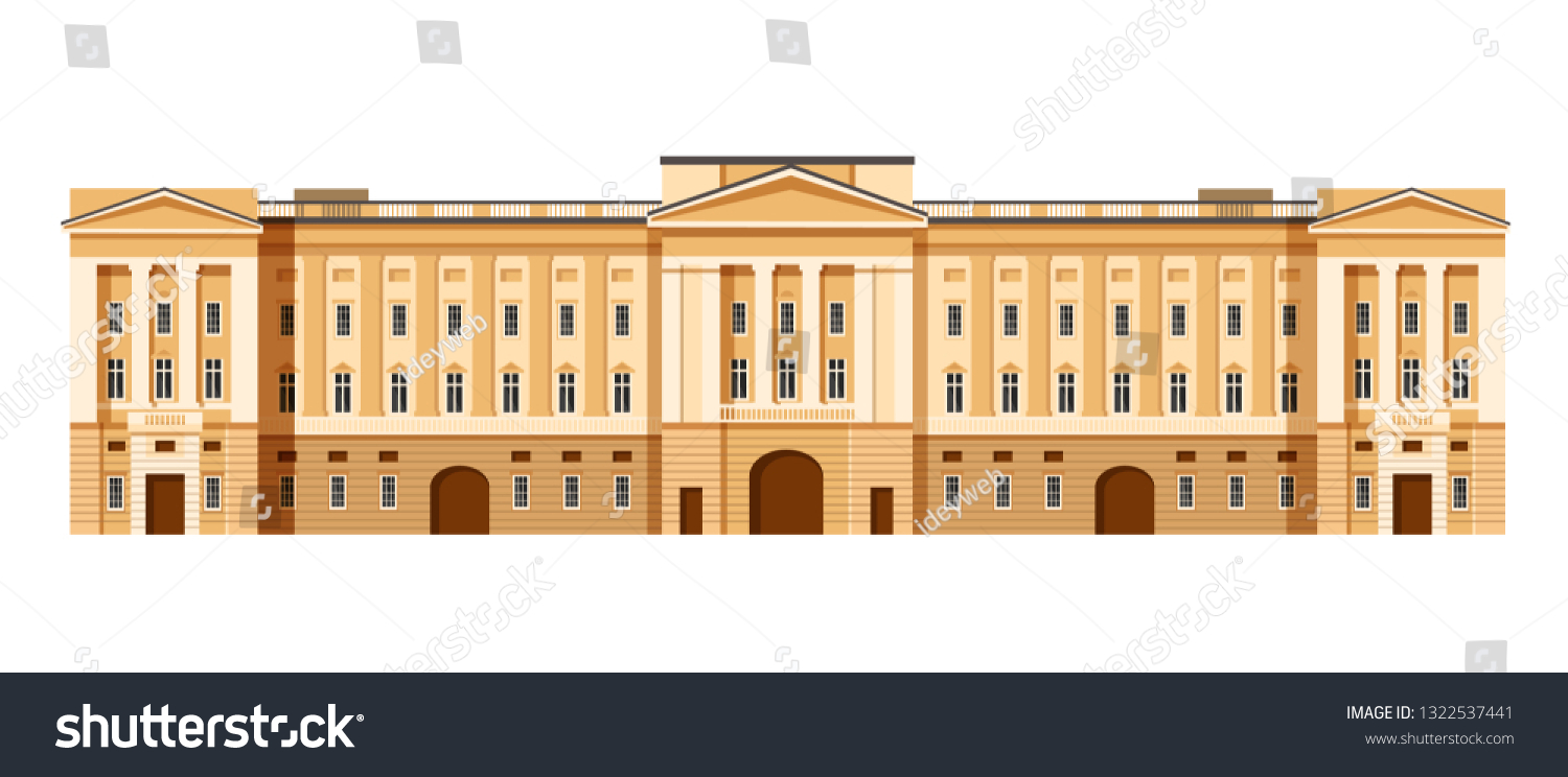 SVG of Administrative building of Buckingham Palace. London residence of monarchs. Historic landmarks, royal building, Great Britain, United Kingdom. Facade building, exterior of palace. Vector illustration. svg