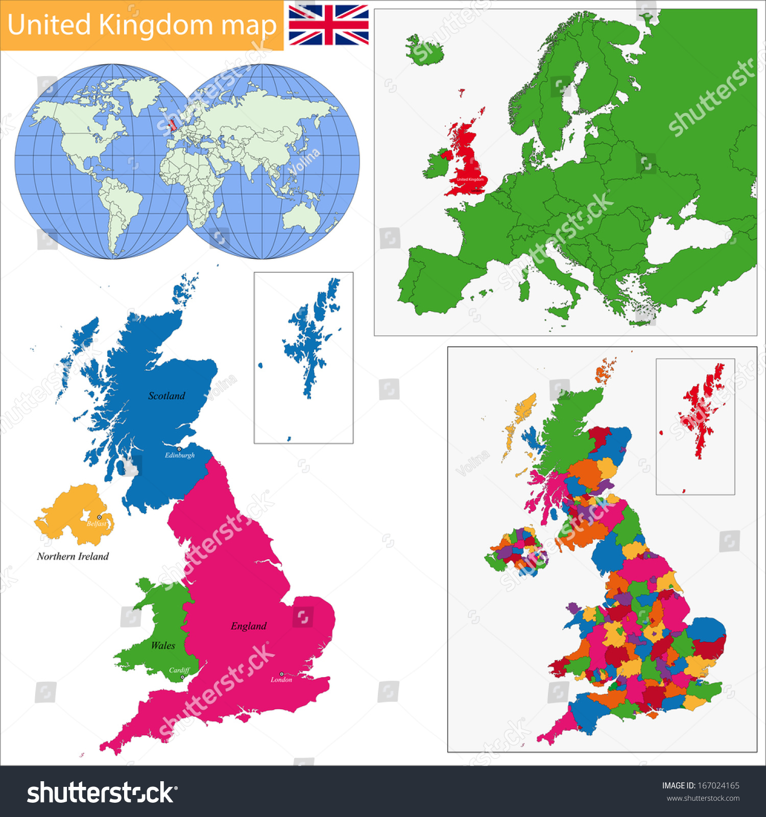 Administrative Divisions United Kingdom Stock Vector (Royalty Free ...