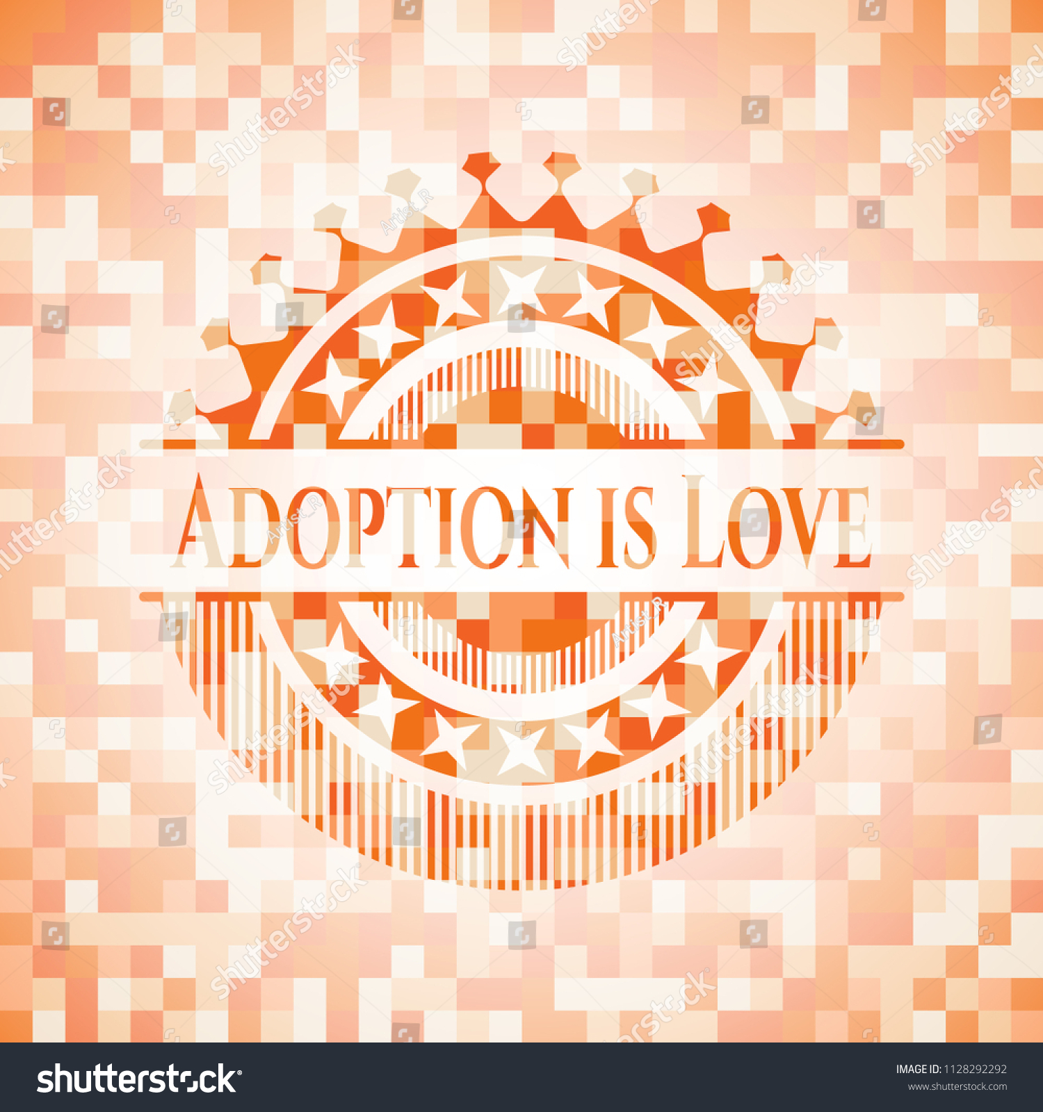 Adoption Love Orange Mosaic Emblem Background Stock Vector (Royalty ...