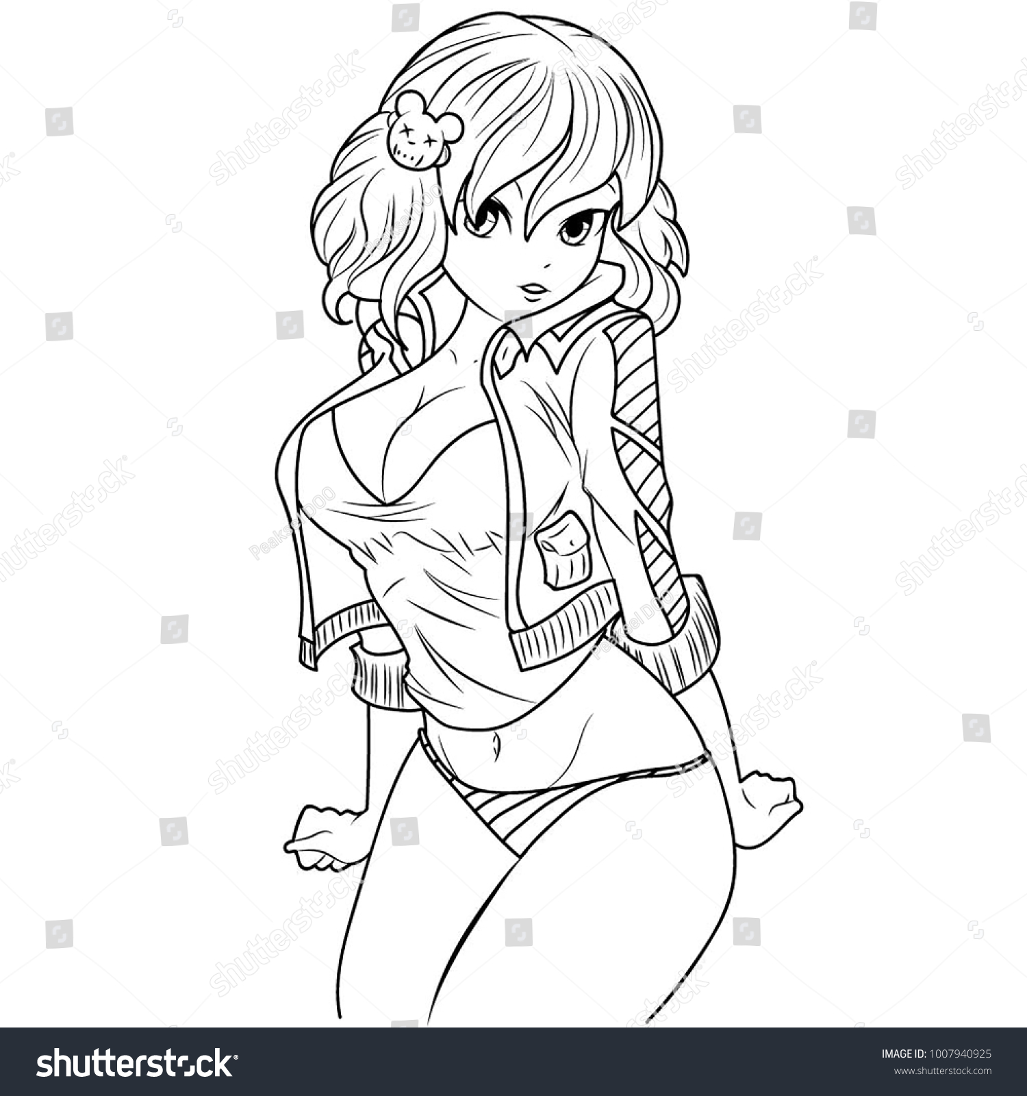 Lovely Manga Lady Jacket Printable Vector Inventory Vector graphic about Printable Jacket known as Cute Manga Lady Jacket Printable Vector Inventory Vector