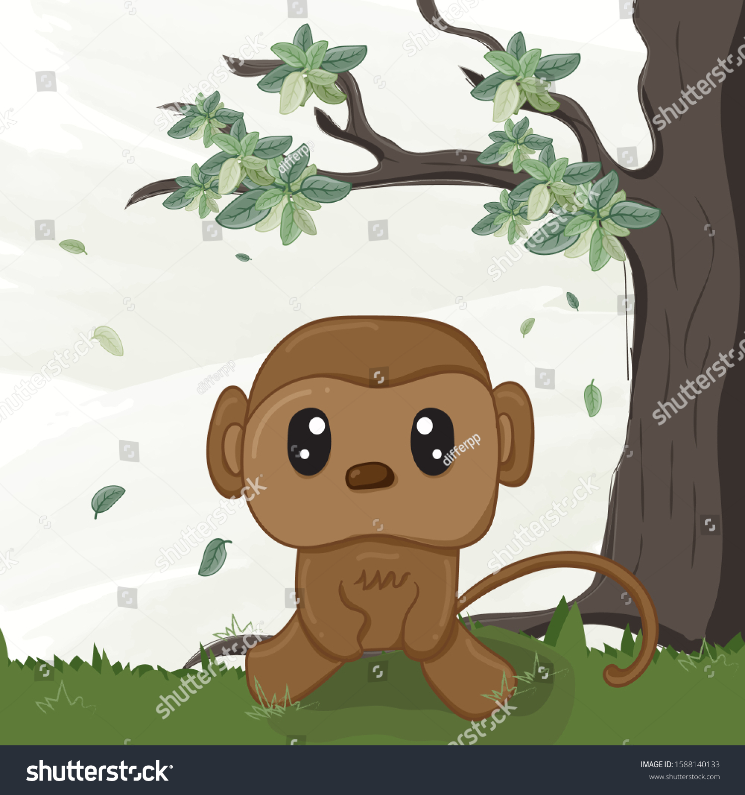 Adorable Monkey Tree Wallpaper Many More Stock Vector Royalty Free Adorable Monkey Tree Wallpaper Many More Stock Vector Royalty Free