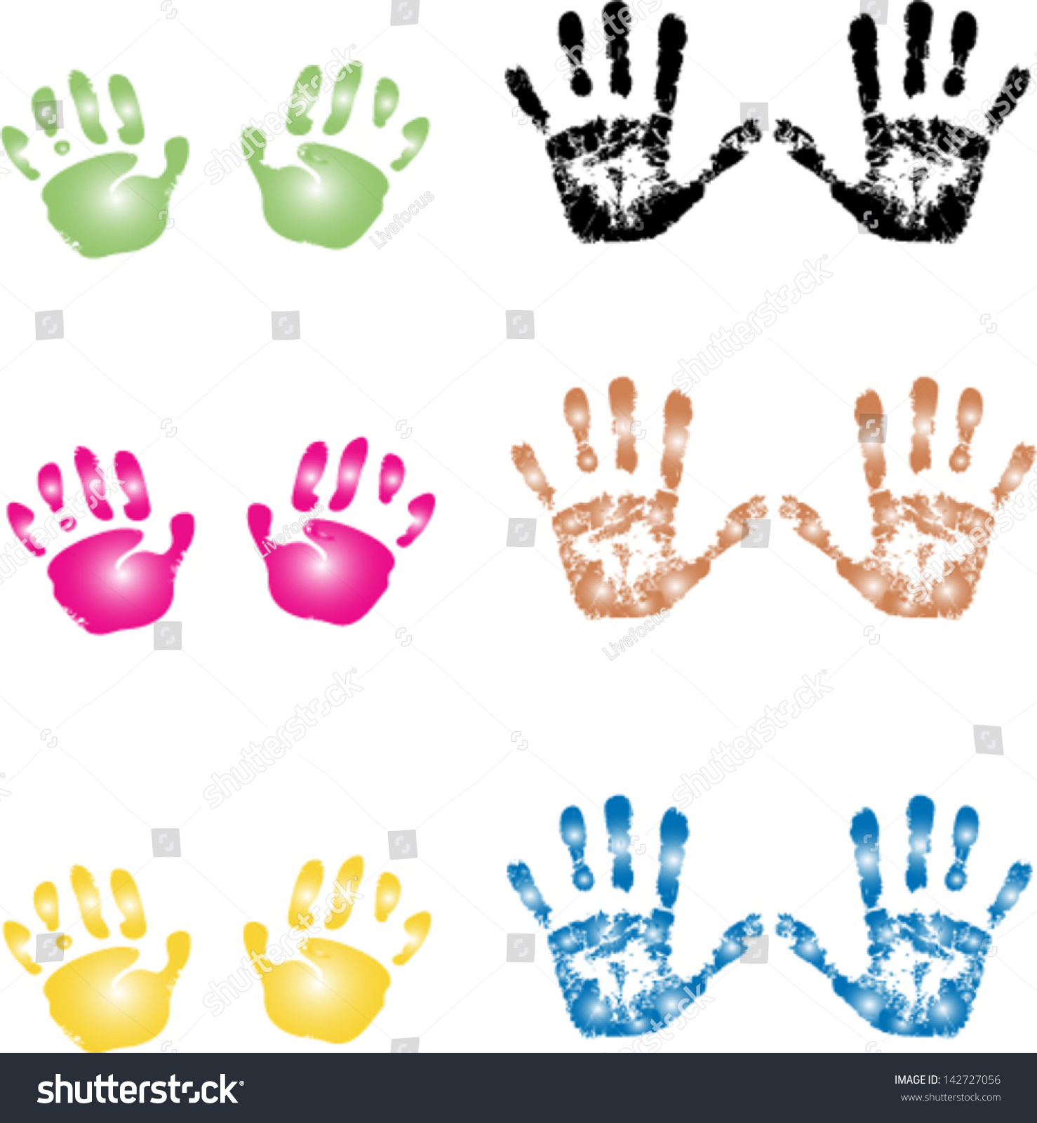 Adult And Child Hand Prints In Different Colors/Hand Prints/Colored ...