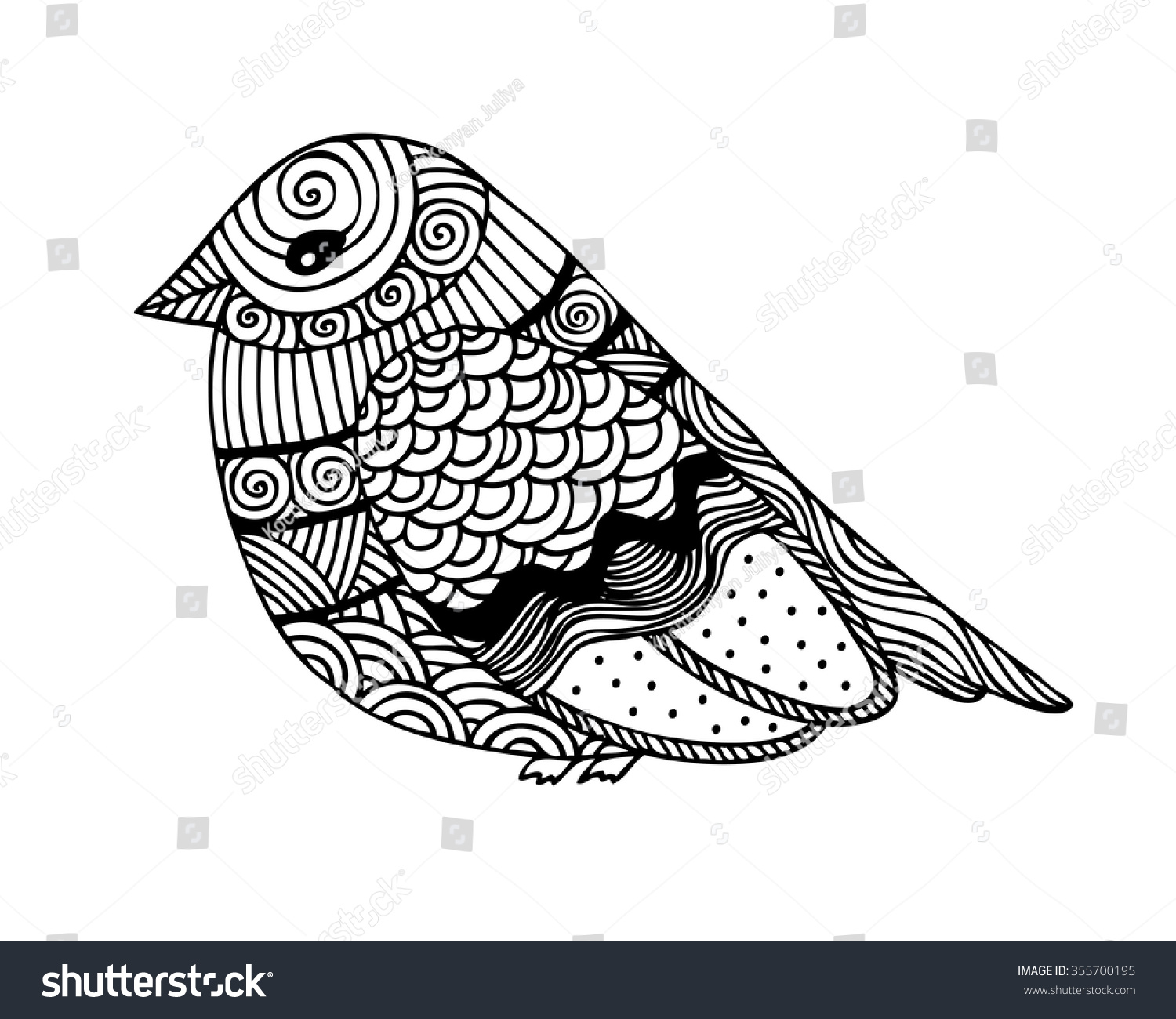 Adult Coloring Book Page Design With Fantastic Bird. Coloring Book Page ...