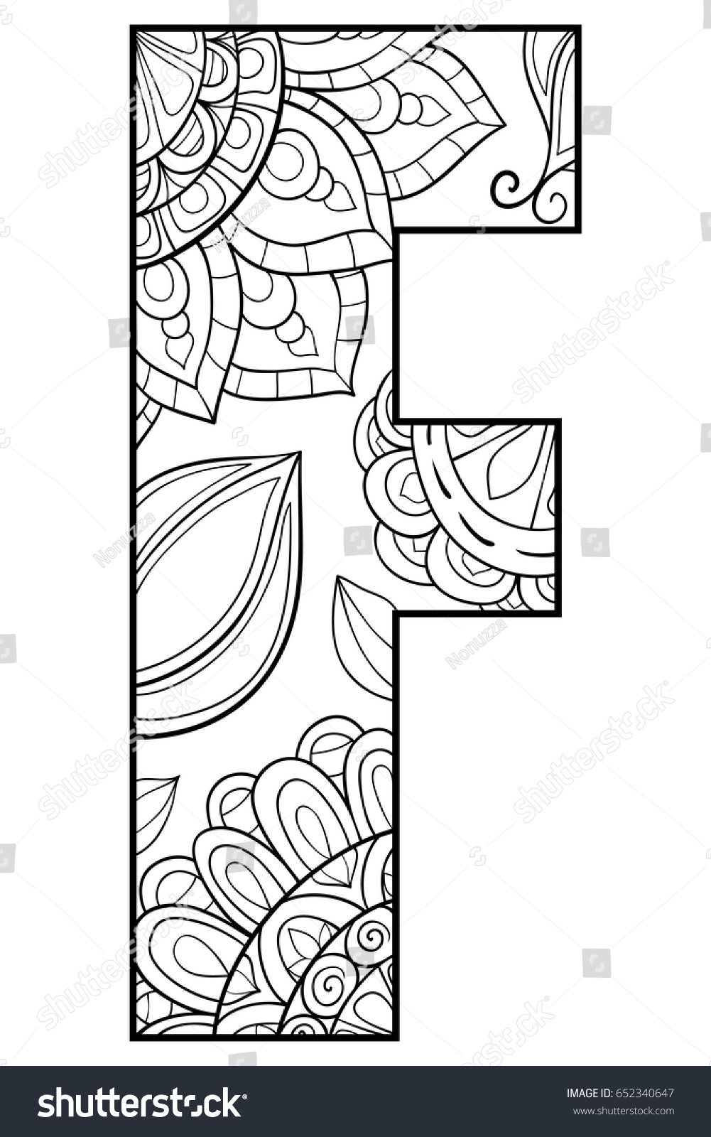 Adult Coloring Page Letter Alphabet Art Stock Vector ...