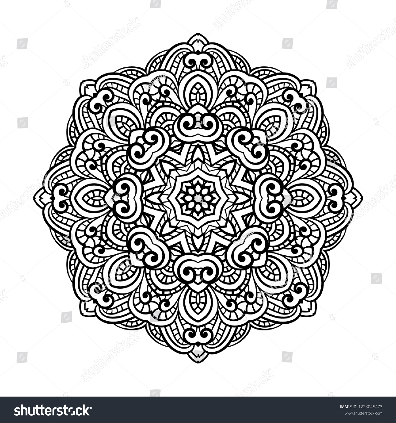 Adult Coloring Page Mandala Vector Art Stock Vector Royalty