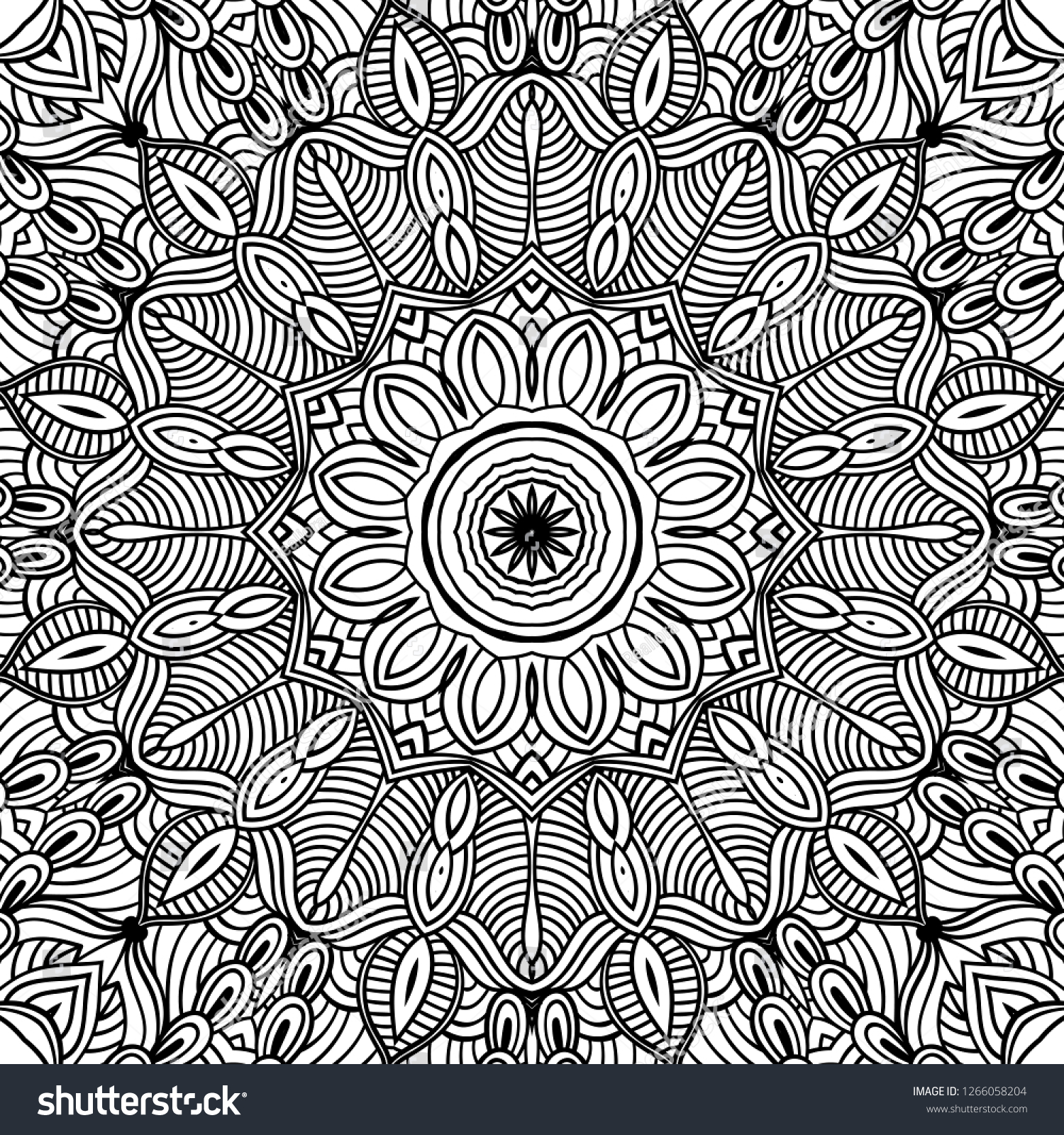 Adult Coloring Page Seamless Zendoodle Vector Stock Vector (Royalty ...