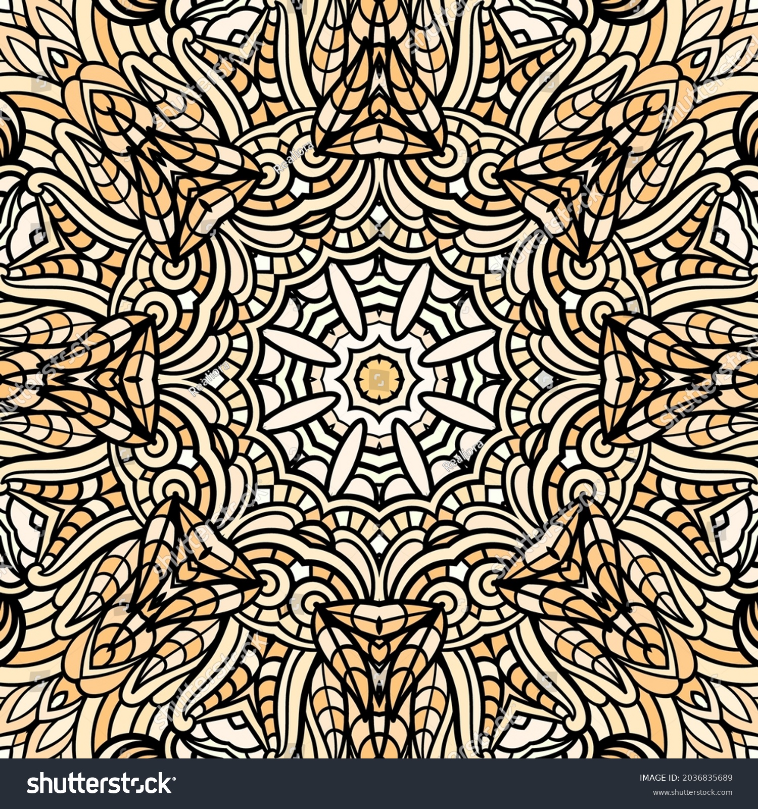 Adult Coloring Page Seamless Zendoodle Vector 库存矢量图（免版税）2036835689