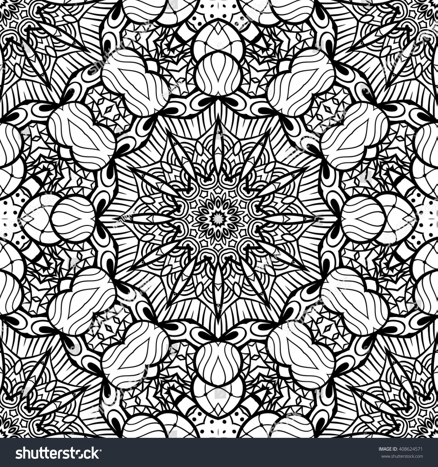 Adult Coloring Page Seamless Zendoodle Vector Stock Vector Royalty Free 408624571 5035