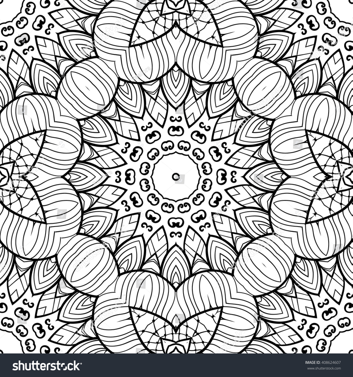 Adult Coloring Page Seamless Zendoodle Vector Stock Vector 408624607 ...