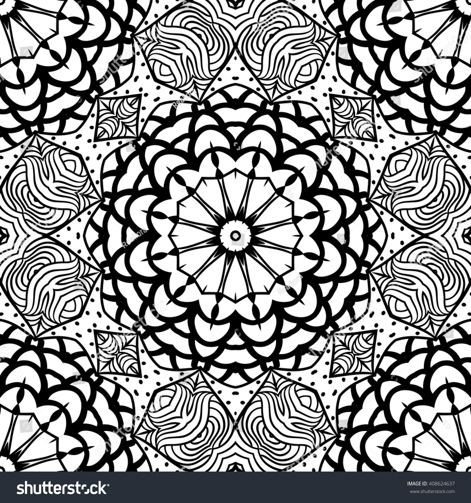 Adult Coloring Page Seamless Zendoodle Vector Stock Vector Royalty Free 408624637 4248