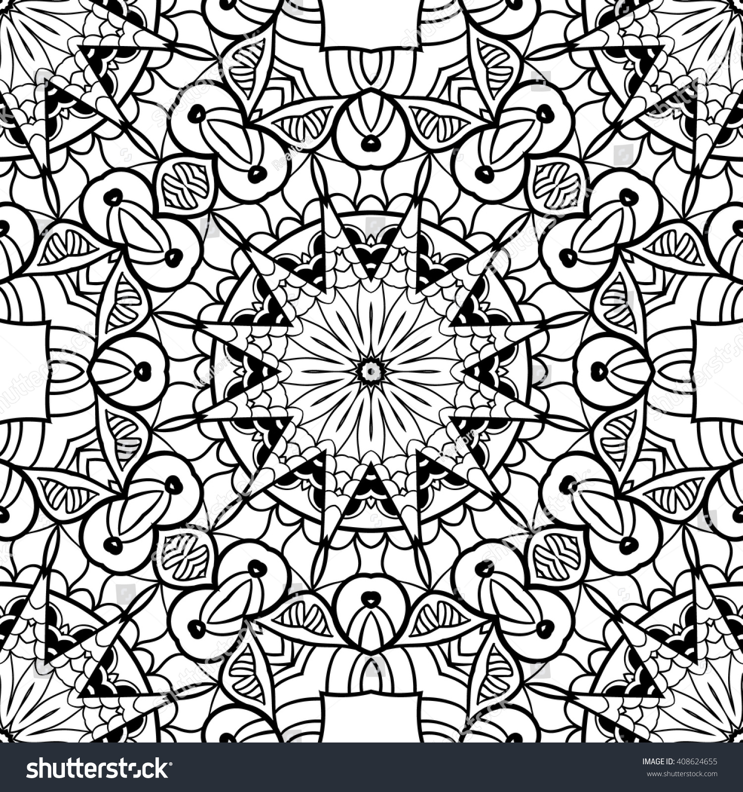 Adult Coloring Page Seamless Zendoodle Vector Stock Vector Royalty Free 408624655 7565